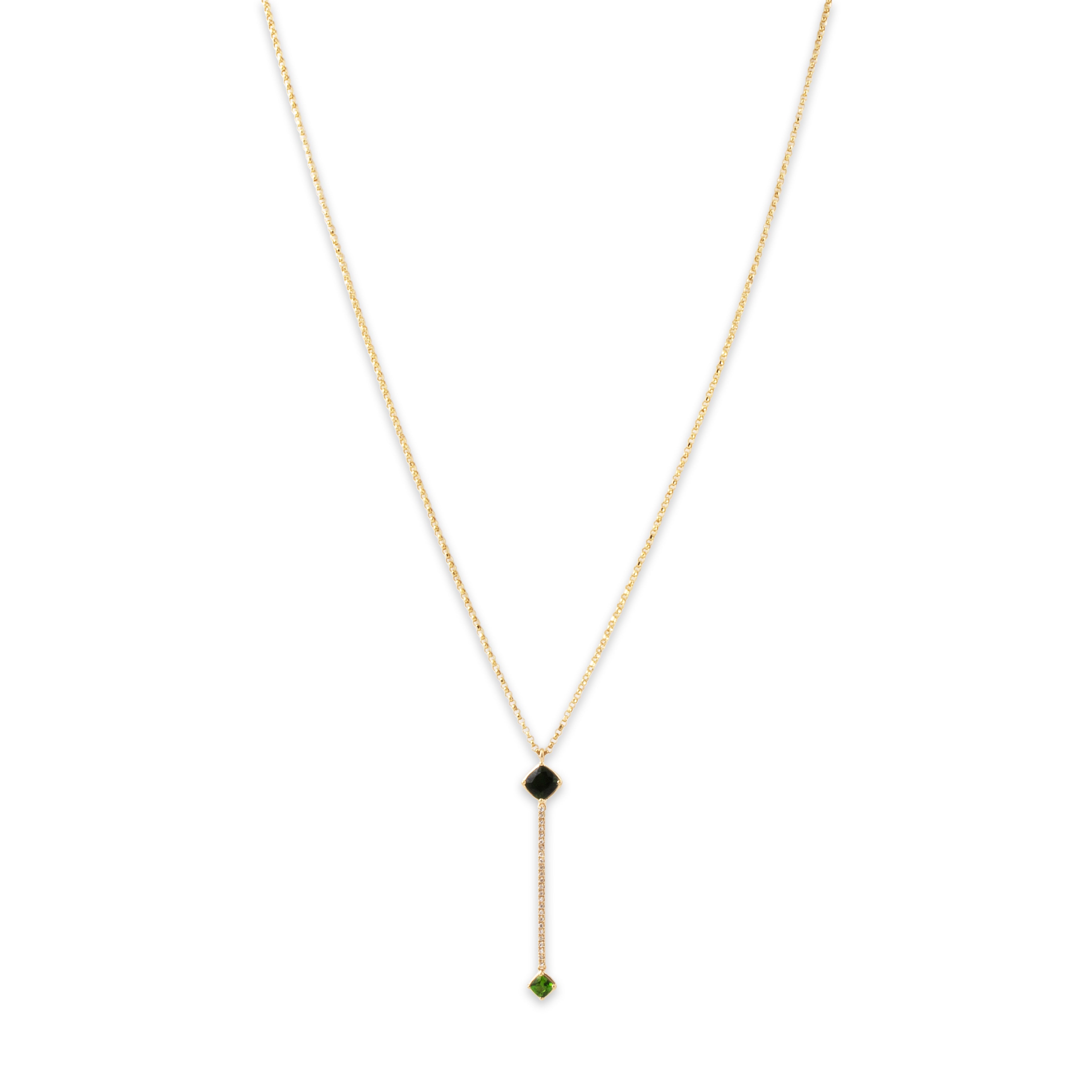 Estate 14k Yellow Gold Tourmaline Tsavorite Modernist Style Necklace 18、mySite、hinf8tx79