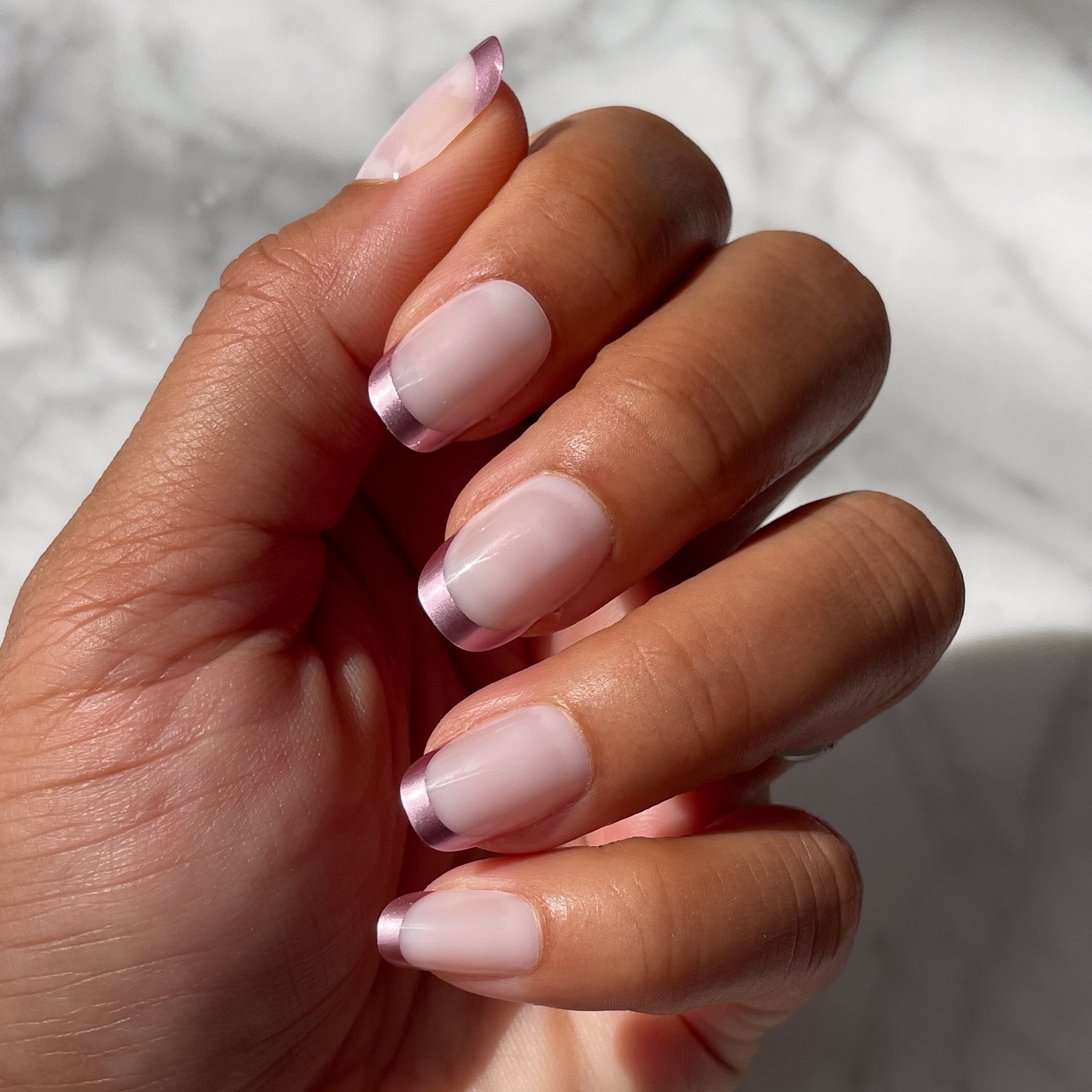 Metallic Matte French - Press-On | Short | Squoval、mySite、solidvoid