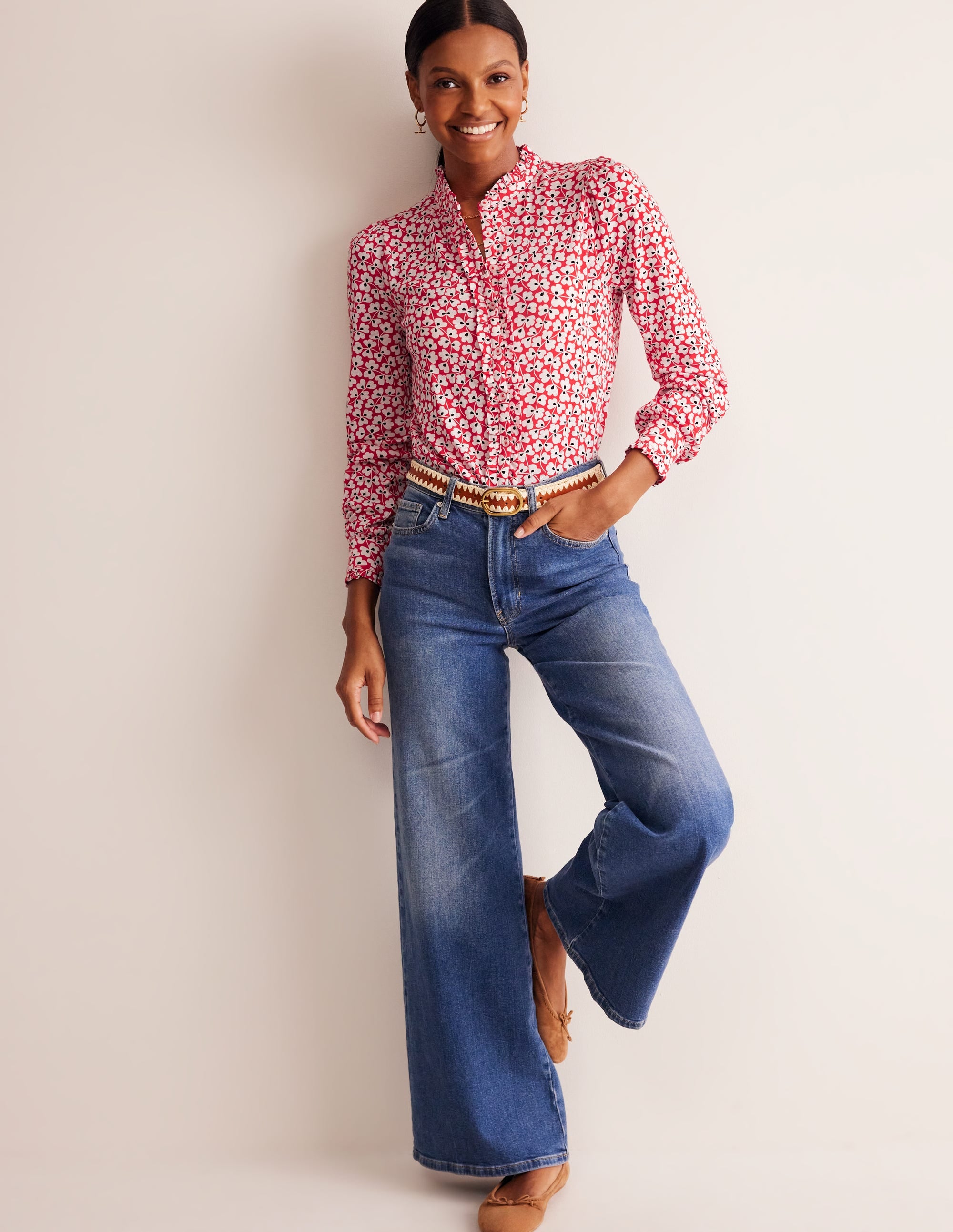  Caroline Jersey Shirt-Red, Clover Whirl、mySite、ashleygrahame