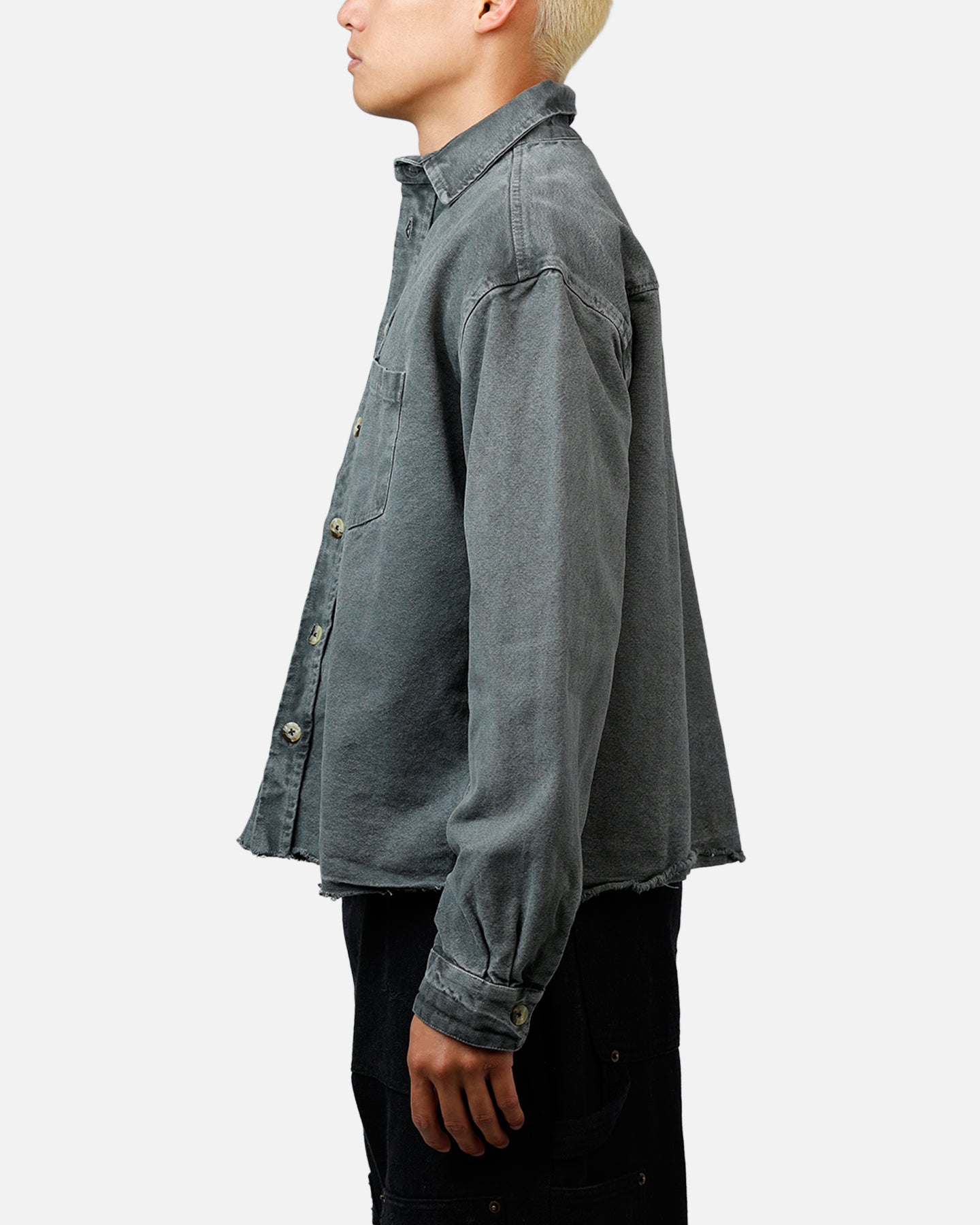 MNML Washed Denim Long Sleeve Button Up Shirt Washed Black、mySite、zt4zffjzw