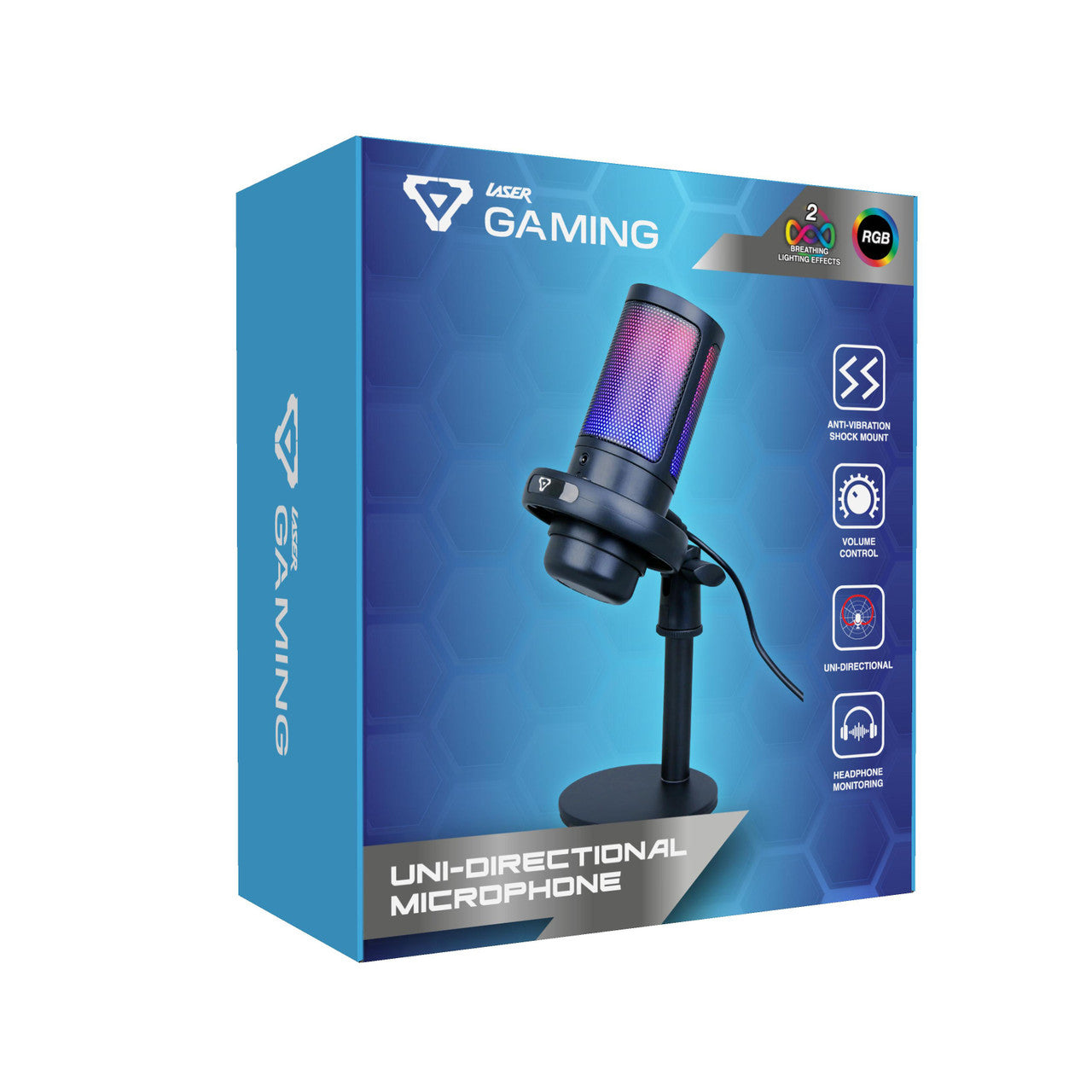 Laser RGB Gaming Microphone - Cardioid, Pop Filter, & Headphone Jack (Black)、mySite、camillekostekn