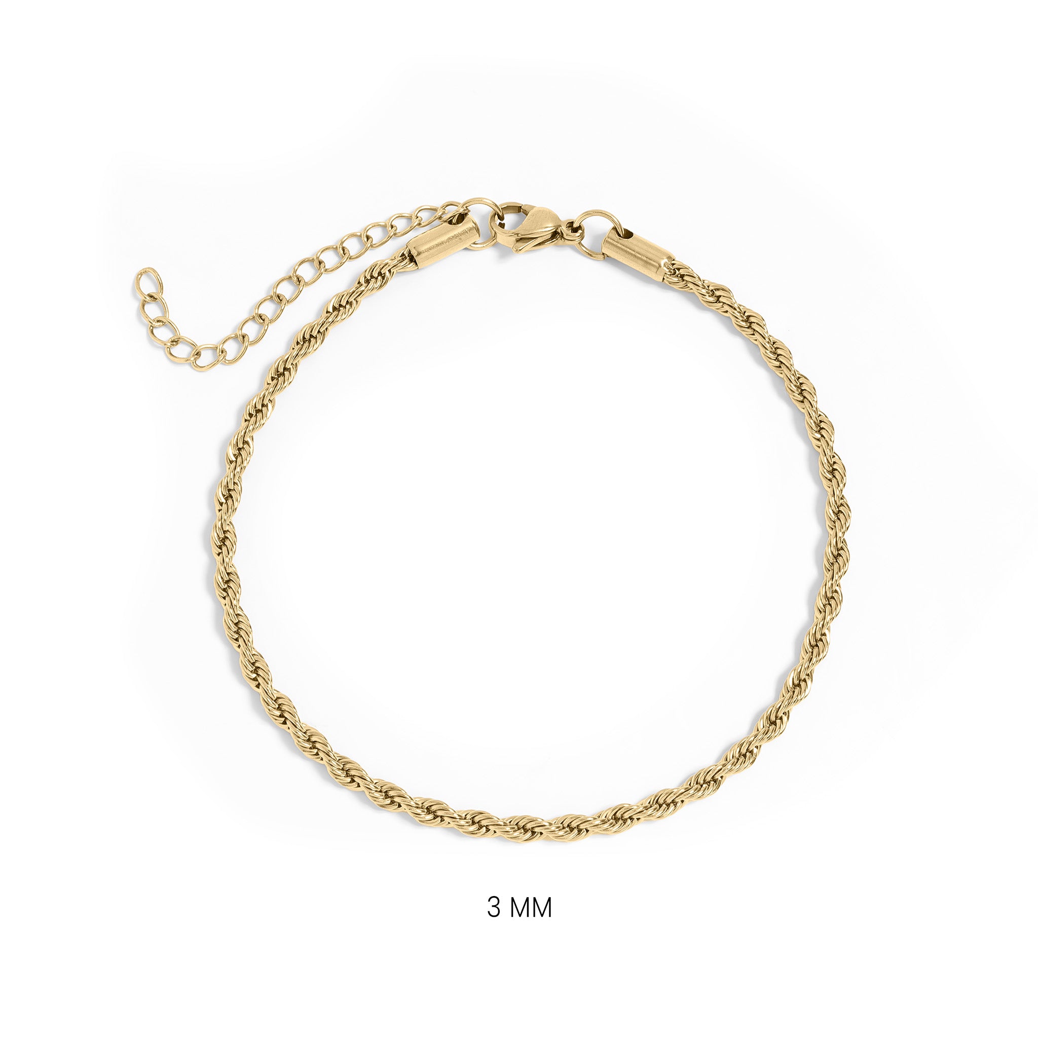 18K Gold PVD Stainless Steel Rope Chain Bracelet/Anklet / BRJ1000、mySite、dreamappss