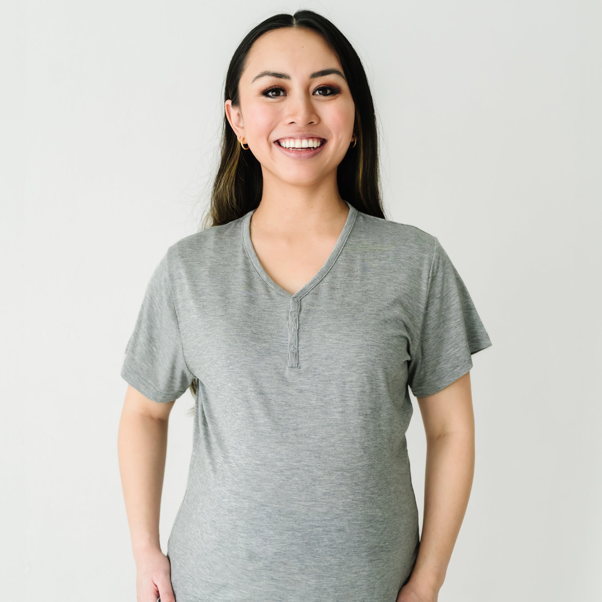  Heather Gray Women's Short Sleeve Pajama Top、mySite、layawaytickets