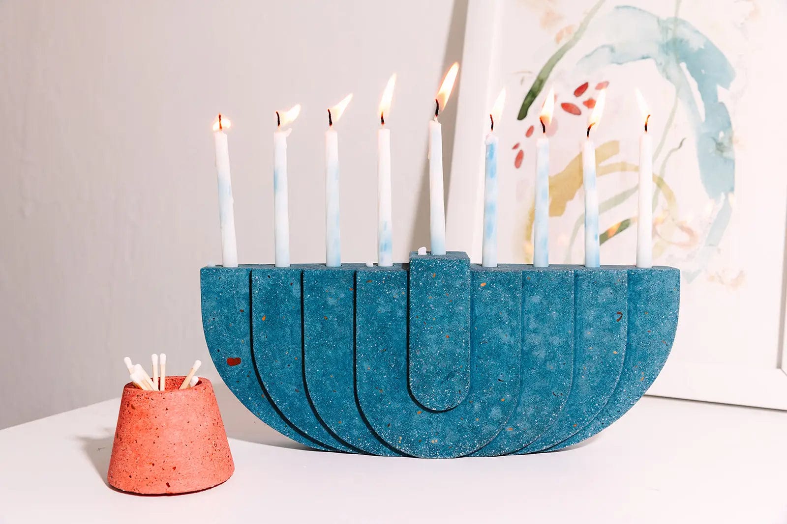 Terrazzo Concrete Menorah - Cobalt、mySite、topwebapps