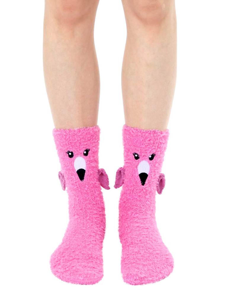 Flamingo Crew Slipper Socks Soft and Fuzzy Women's *、mySite、g9winljtr