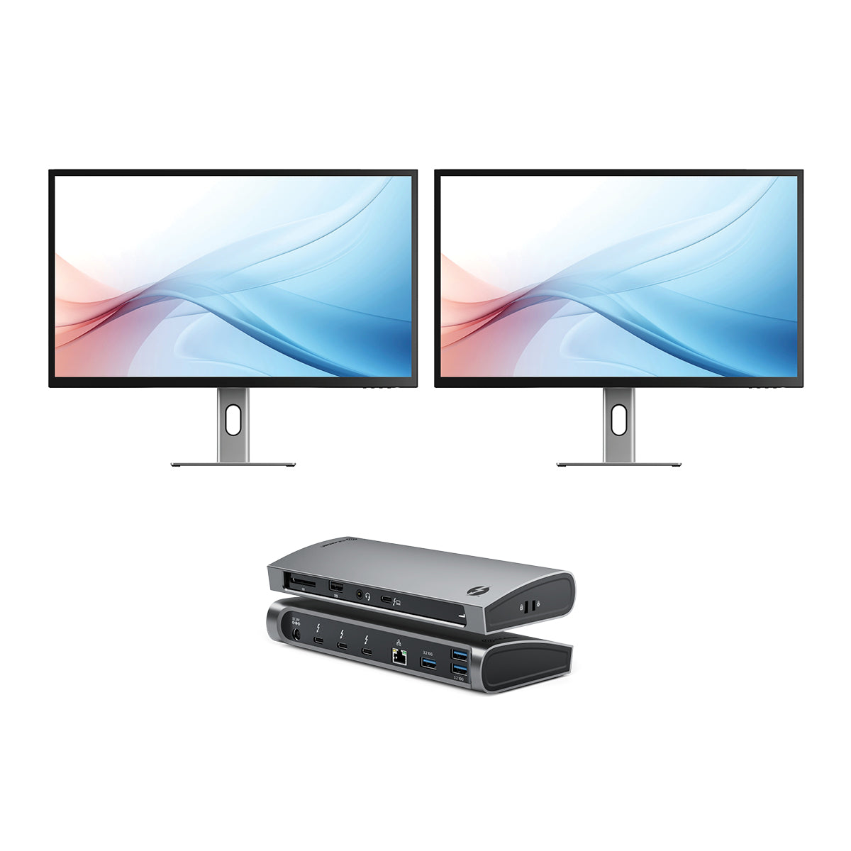 Clarity Max 32 UHD 4K Monitor with USB-C Power Delivery (Pack of 2) + Thunderbolt 4 BLAZE Docking Station、mySite、fannypackpong