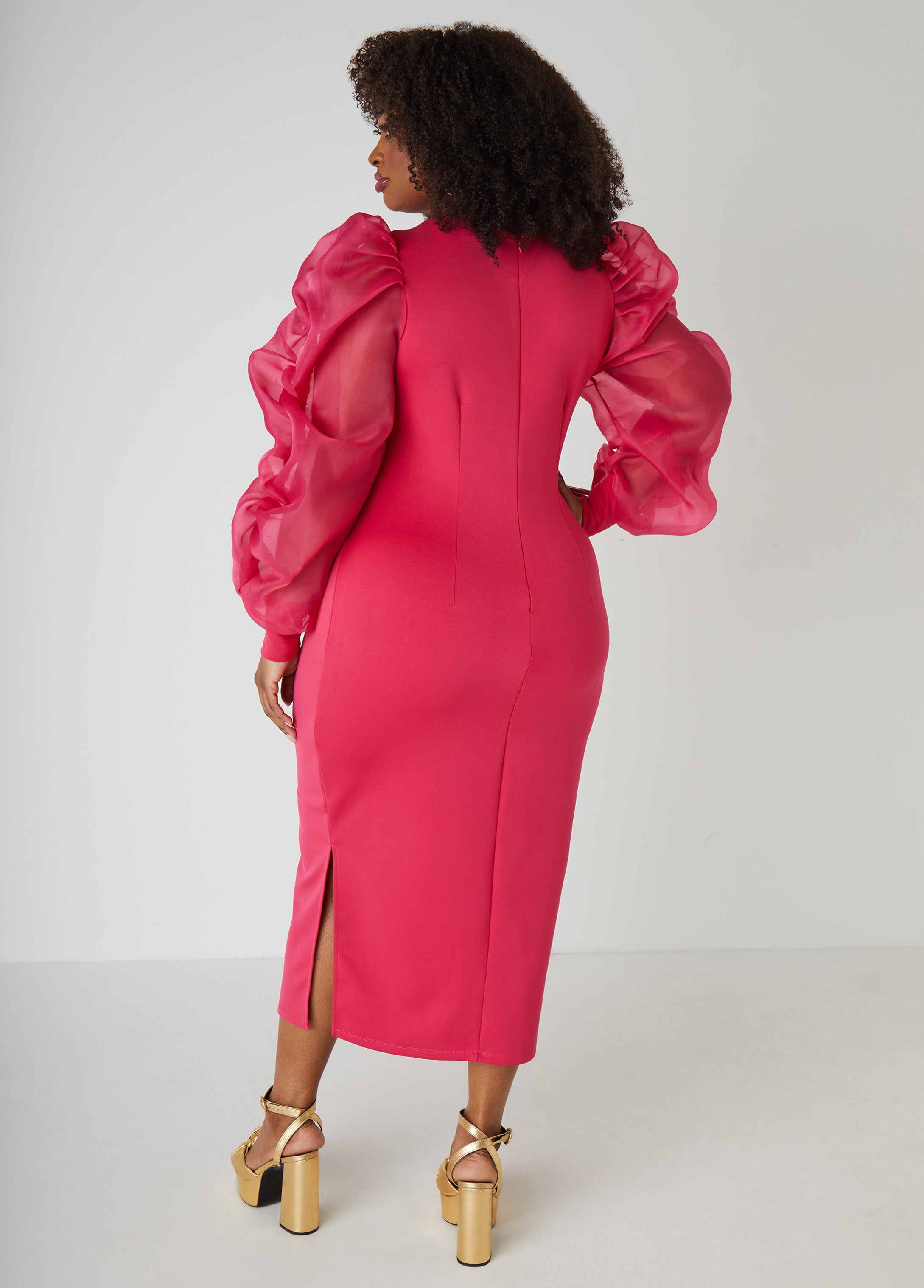 Puff Organza Sleeved Bodycon Dress、mySite、bengalsvssteelers