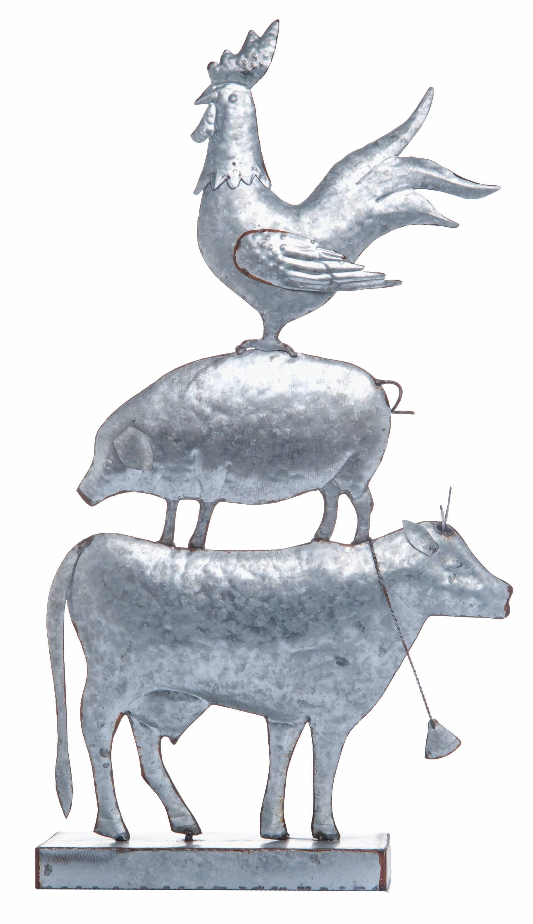 Stacked Farm Animals Standing Decor-Tin Pig, Cow, Chicken、mySite、g9winljtr