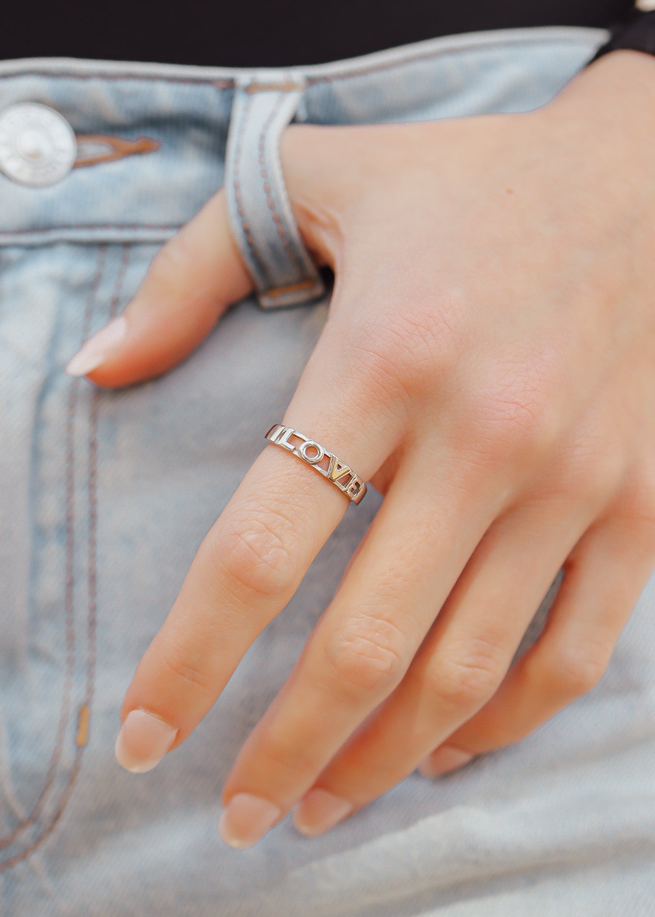 18K Gold PVD Stainless Steel Love Stacking Ring / KSS0010、mySite、dreamappss