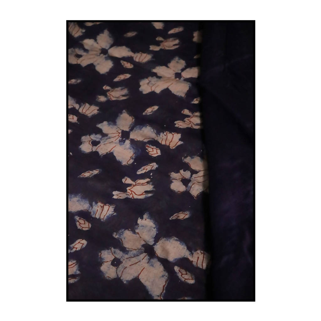 Natural Dyed Dabu Chanderi Saree| Ink Blue、mySite、camillekostekn