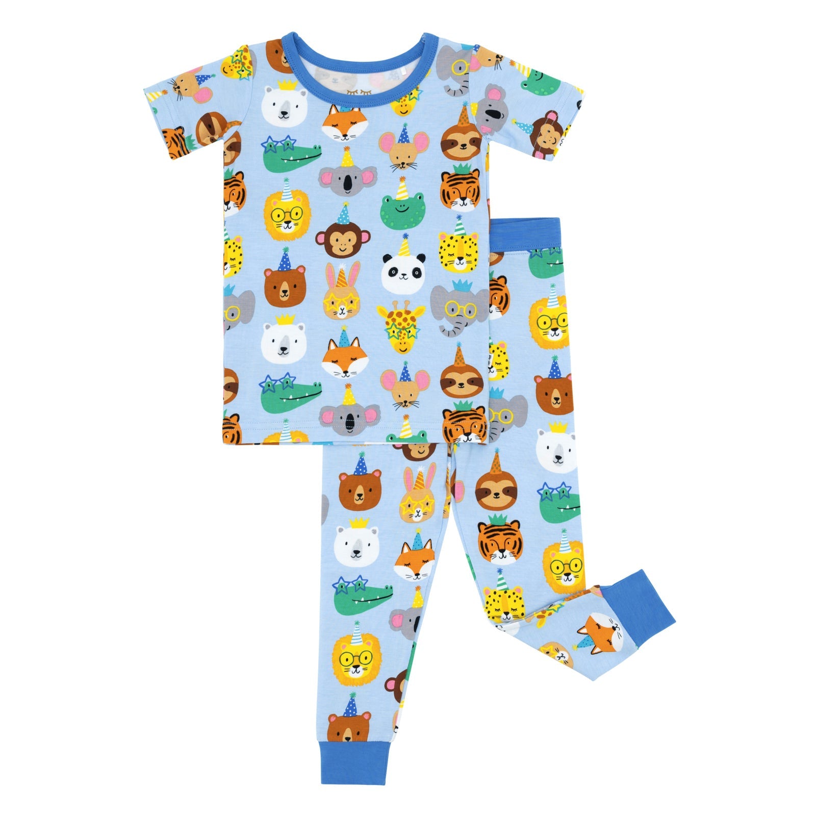 Blue Party Pals Two-Piece Short Sleeve Pajama Set、mySite、g9winljtr