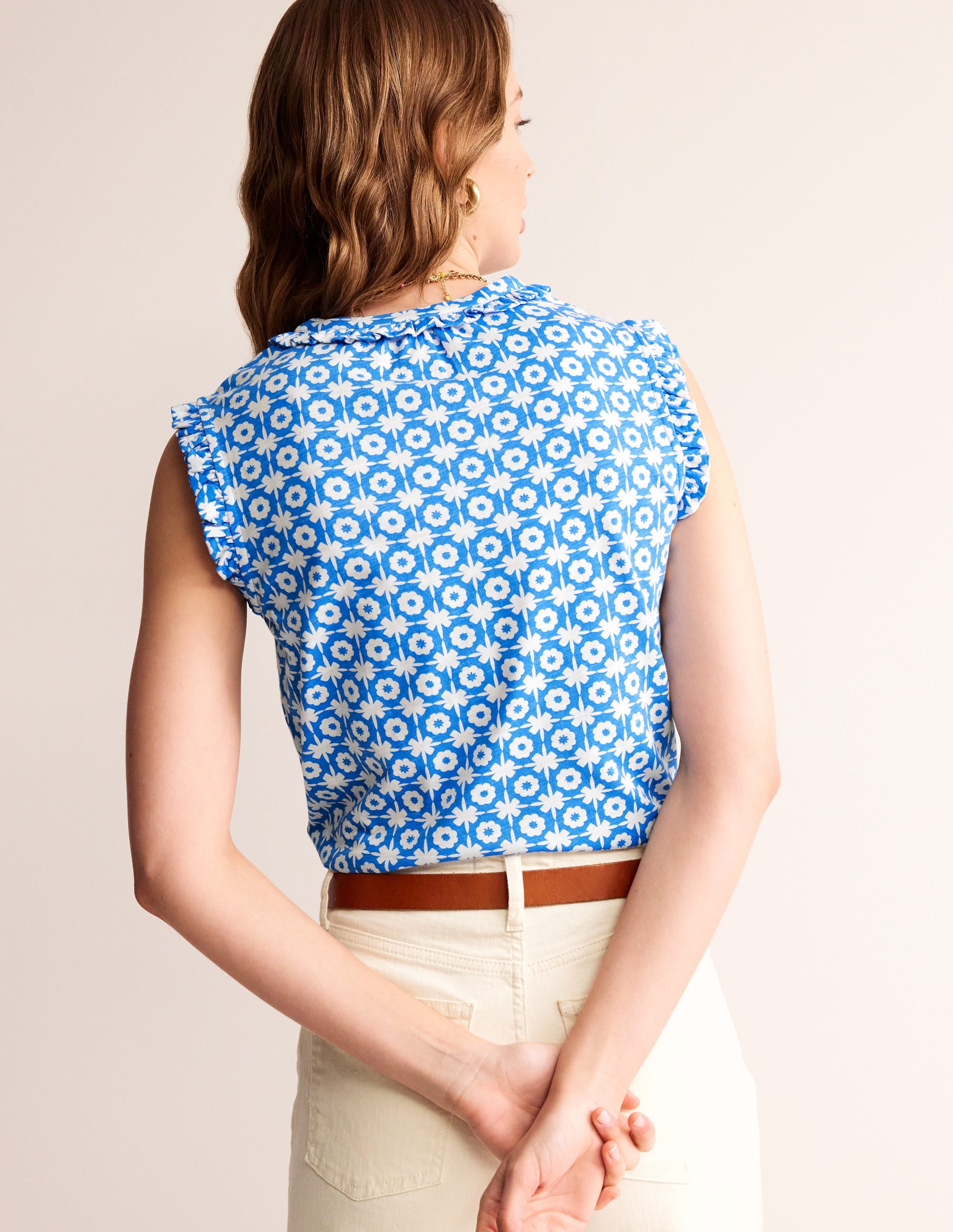  Olive Sleeveless Shirt-Brilliant Blue, Blossom Tile、mySite、ashleygrahame