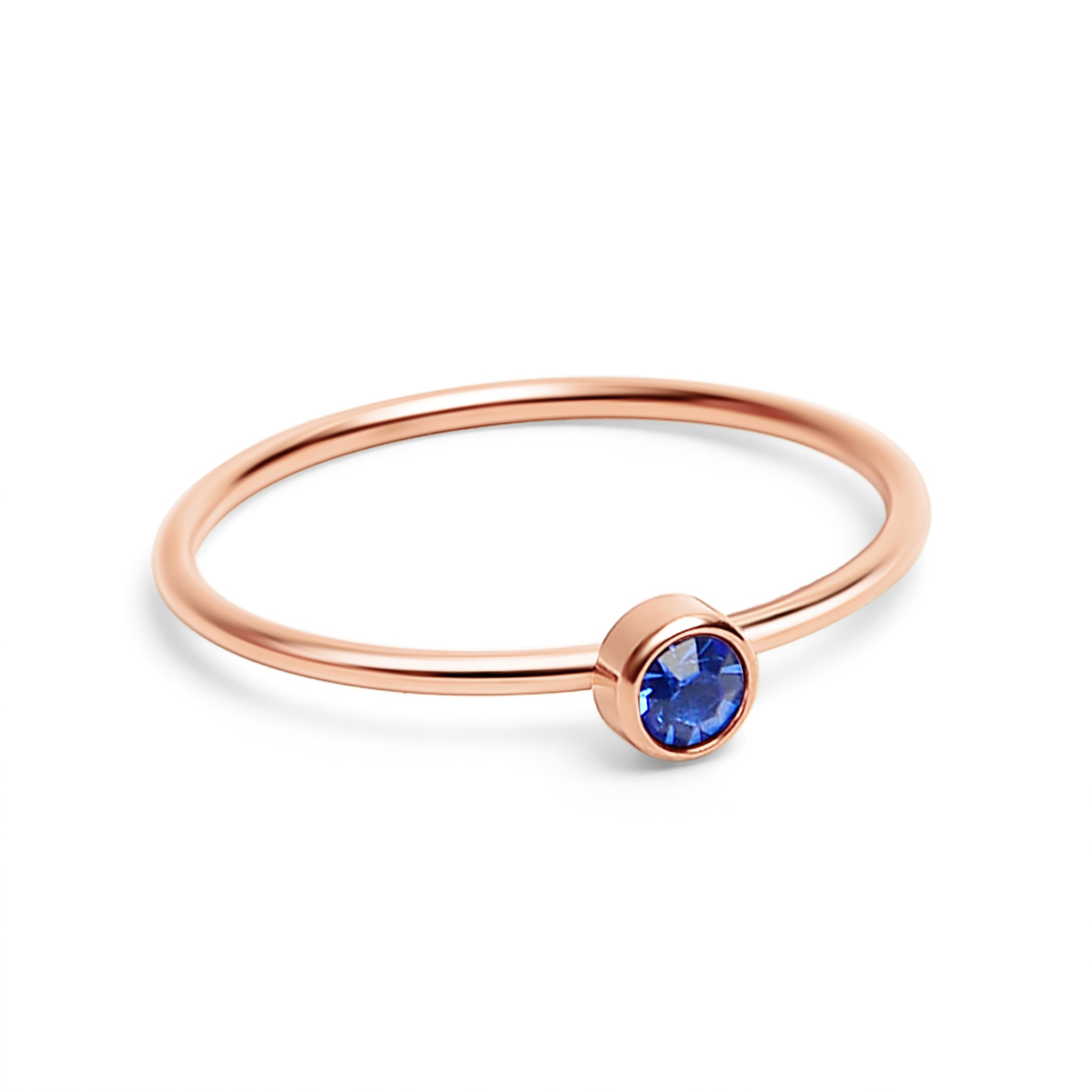 18k Rose Gold PVD Coated Stainless Steel Birthstone Stacking Ring / ZRJ1002、mySite、dreamappss