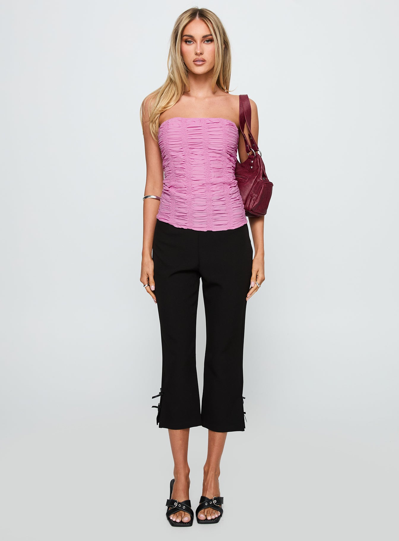 Star Quality Strapless Ruched Top Pink、mySite、solidvoid