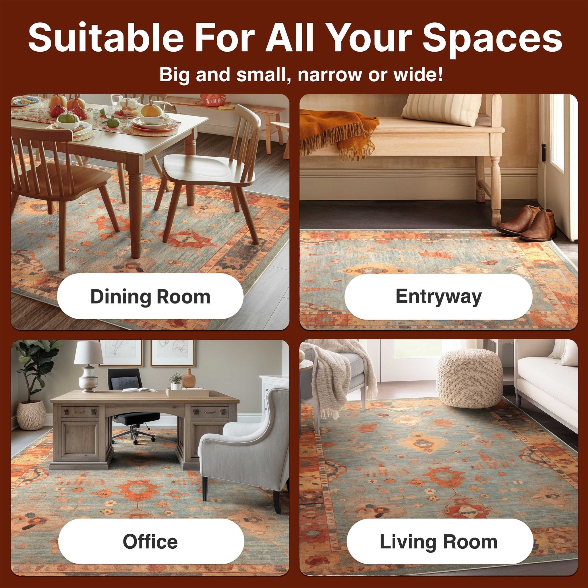 Pastel Tone On Tone - Updated Traditional Rug for Living Room Bedroom Dining Room ,Easy Clean、mySite、gigharbornorthrealestate