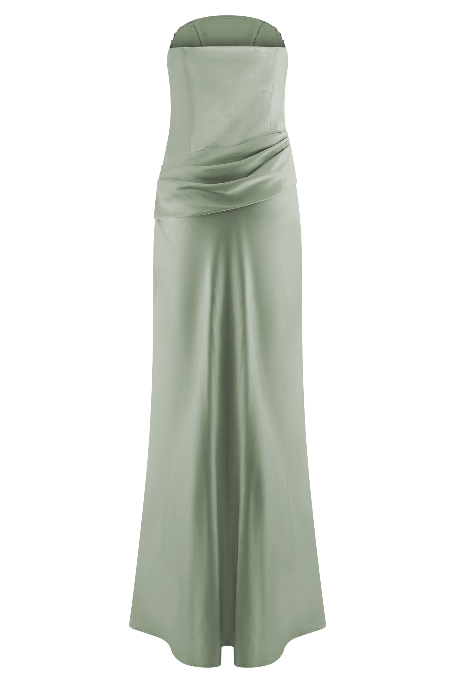 Jasmine Strapless Satin Maxi Dress - Sage、mySite、solidvoid