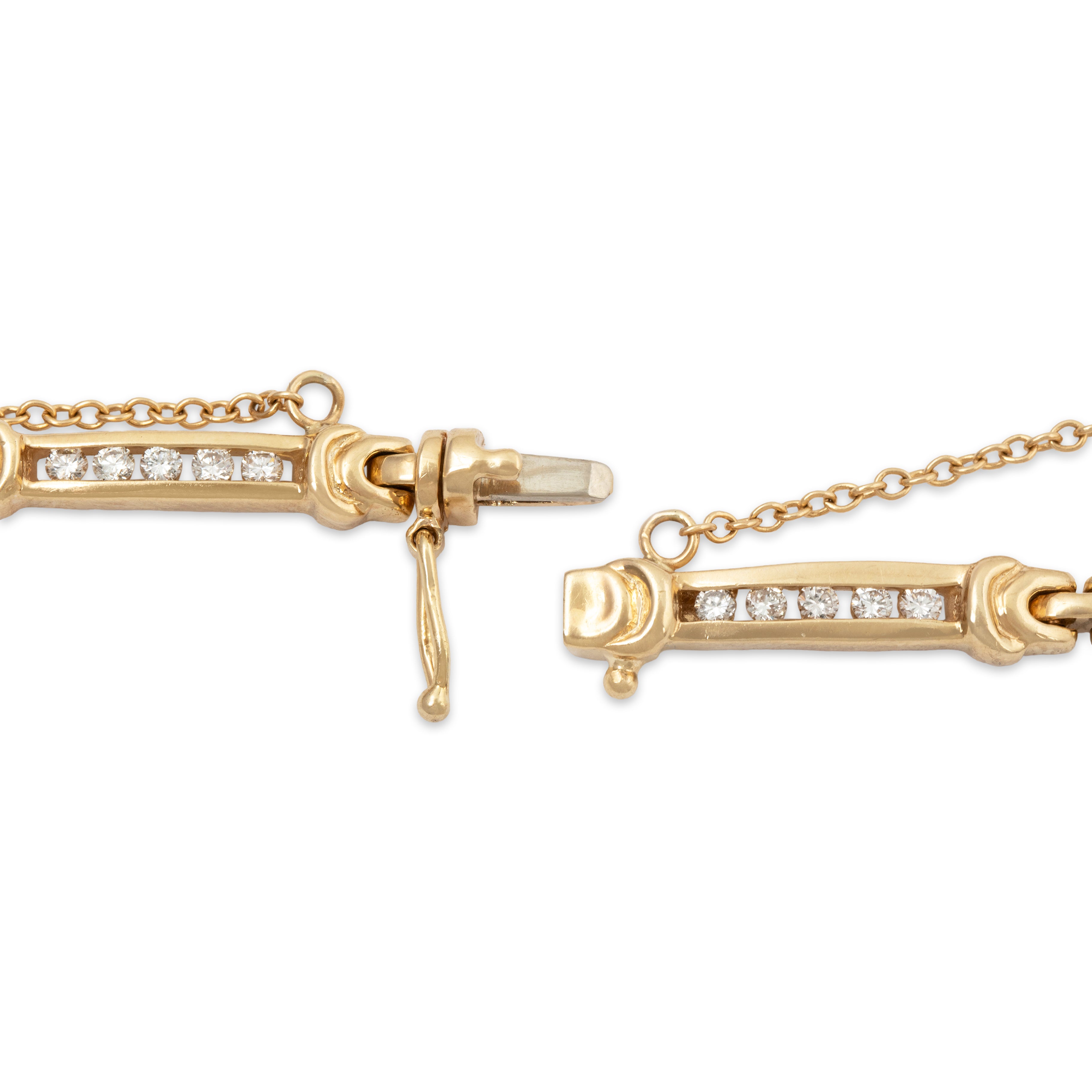 Vintage 14k Yellow Gold .945cttw Diamond Channel-Set Buckle Link Bracelet 7.75、mySite、hinf8tx79