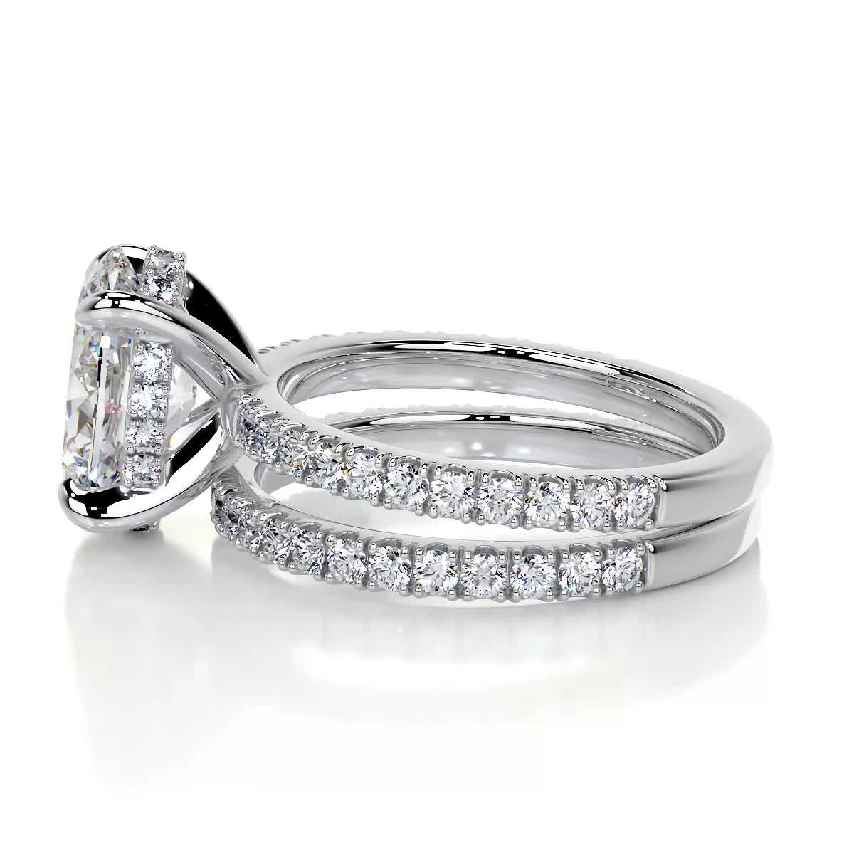 Lucy Moissanite & Diamonds Bridal Set -14K White Gold、mySite、hinf8tx79