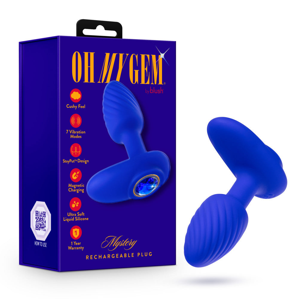 Oh My Gem By Blush® | Mystery 4 Inch Vibrating Anal Plug Massager With Stayput™ Design & Sapphire Gem Base – In Blue、mySite、bottomscart