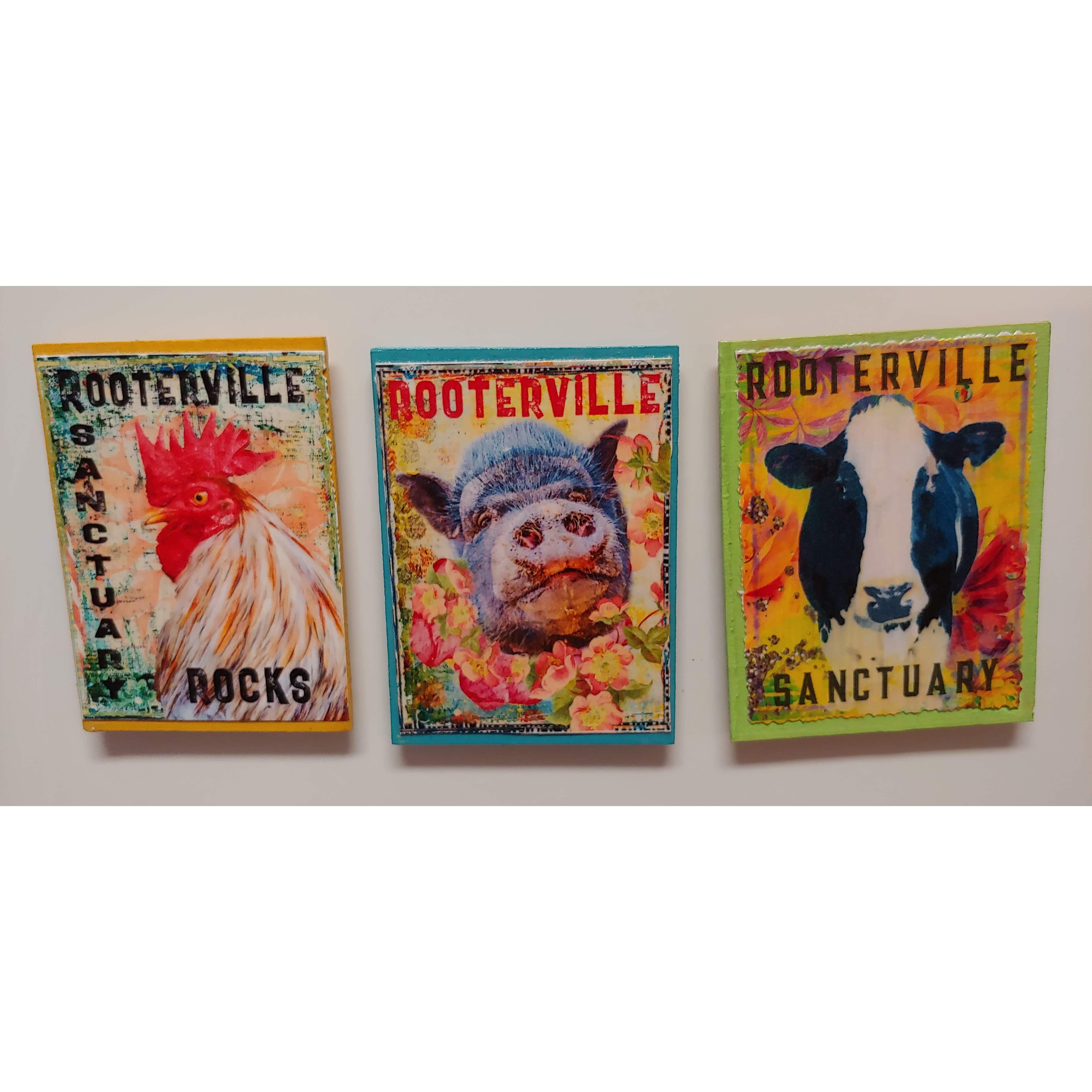 Farm Animal Magnets: Handmade Rooterville Animals on Magnets Rooster, Cow, Piggy *、mySite、g9winljtr