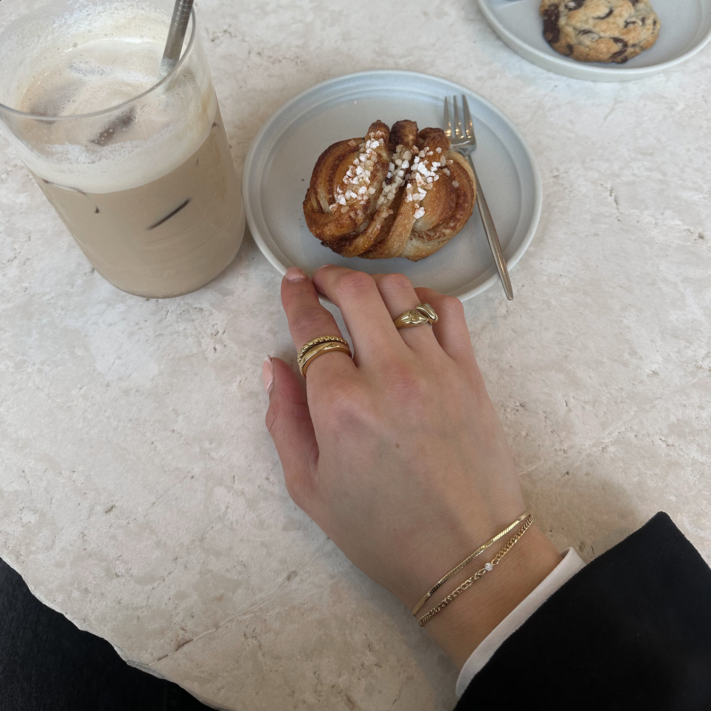  Élevé Zirconia & Flat Snake Chain Bracelet Set, Gold Colour