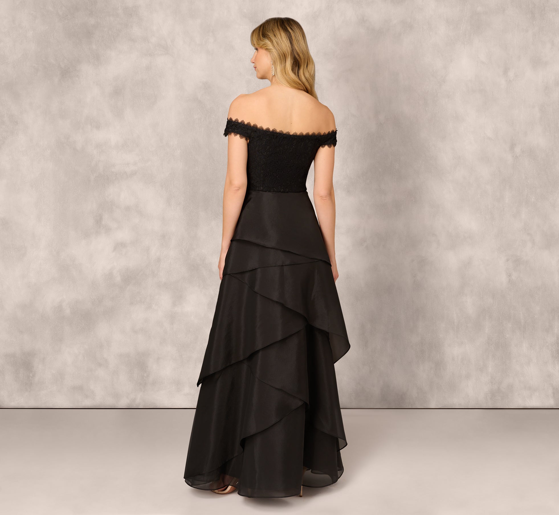 Strapless Organza Ball Gown With Off The Shoulder Neckline In Black、mySite、solidvoid