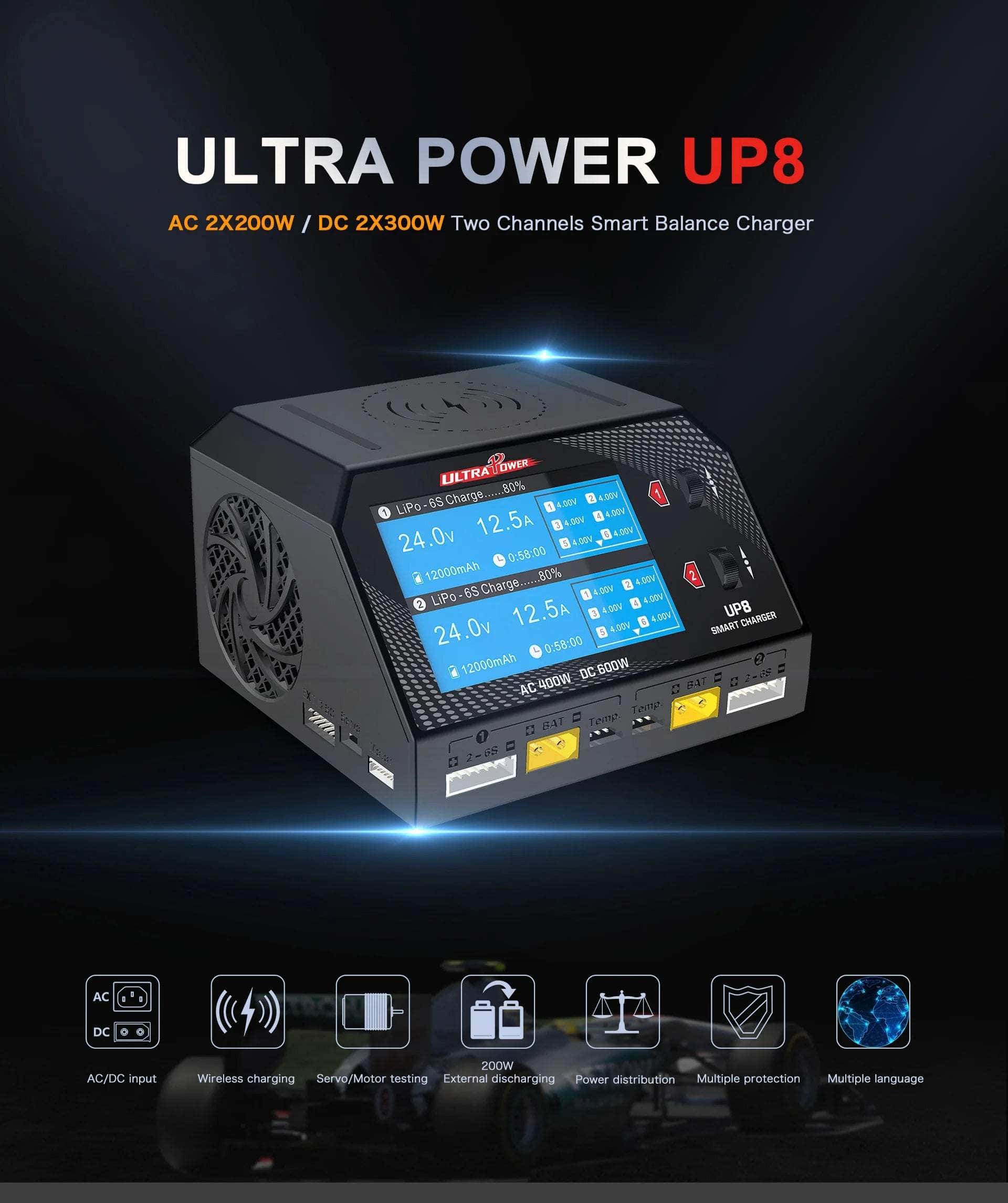 UltraPower UP8 600W 16A 1-6S Dual Channel AC/DC Smart Charger