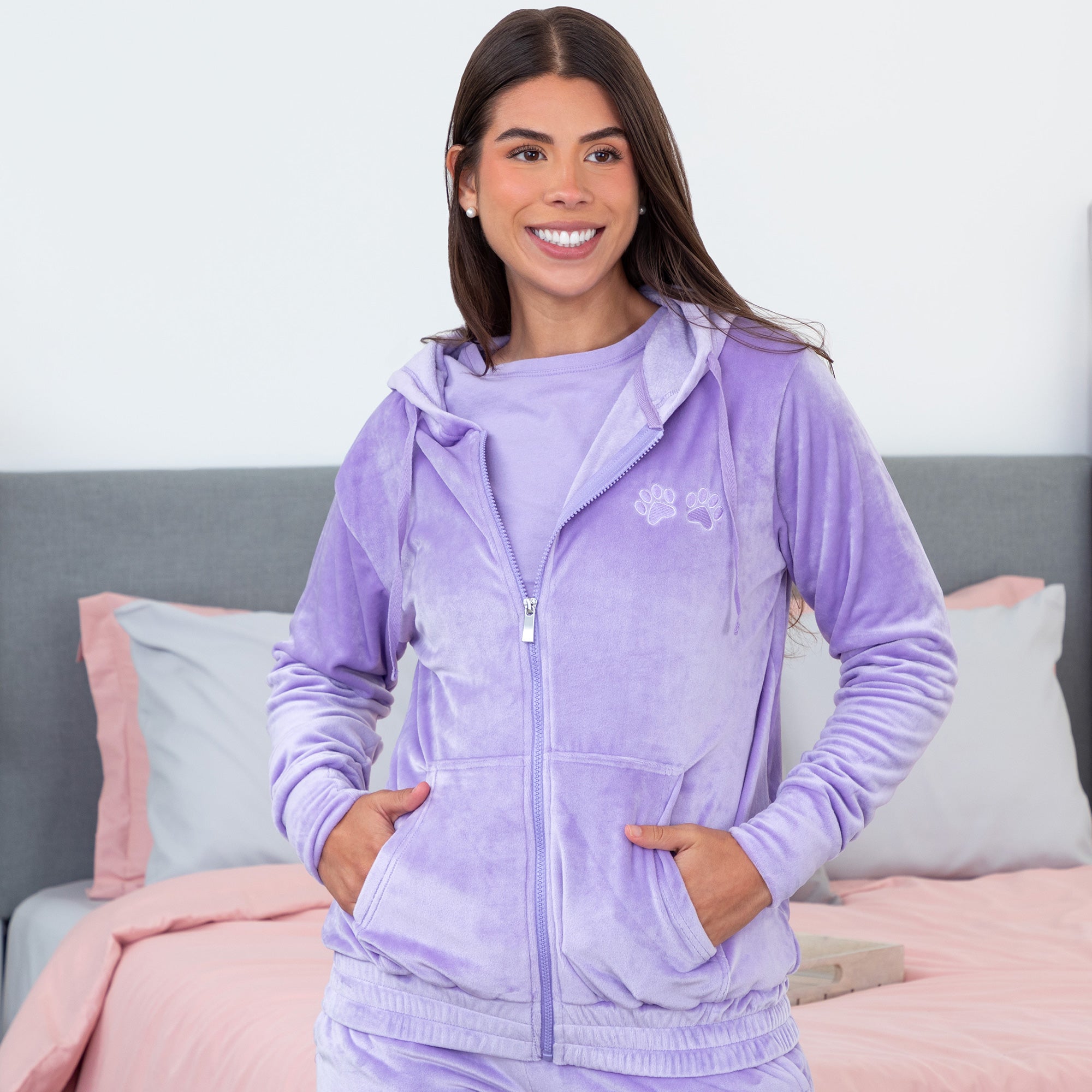 Paw Print Velour Zip Hoodie、mySite、camillekostekn