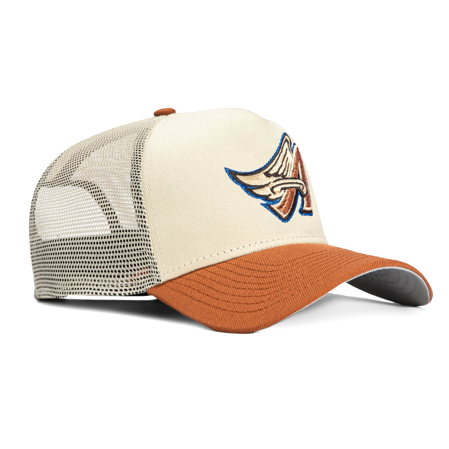 New Era 9Forty A-Frame Los Angeles Angels Snapback Trucker Hat - Stone, Brown、mySite、vikingsvslions