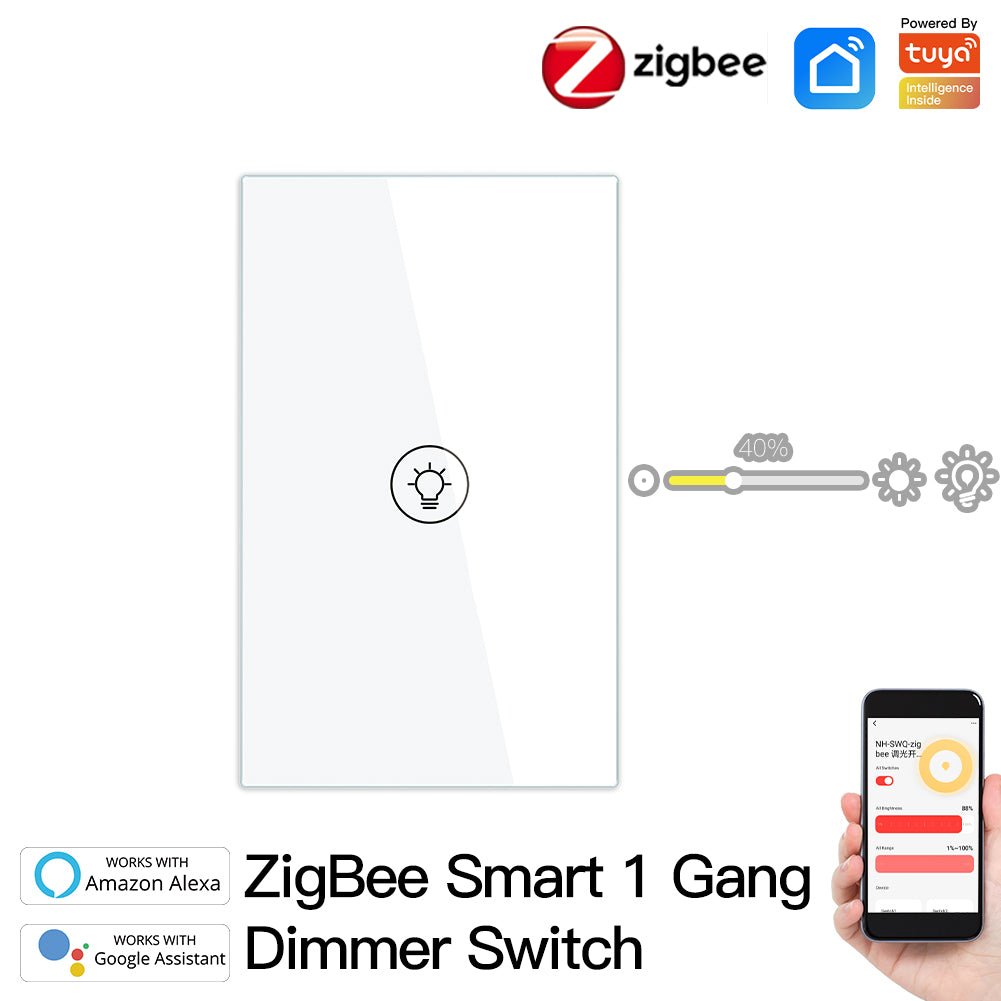 ZigBee Smart Dimmer Switch, Multi-gang Smart Light Dimmer Switch, US Single Pole Neutral Wire Required、mySite、fannypackpong