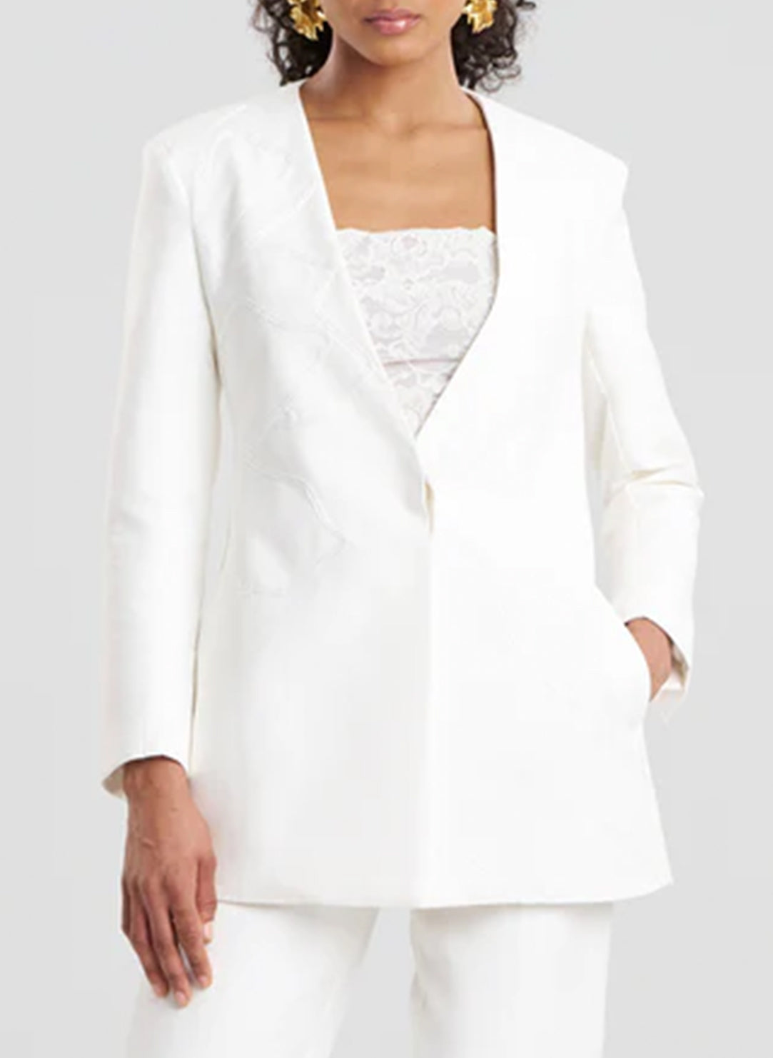  Canvas White Blazer with Embroidery、mySite、justintrudeaud