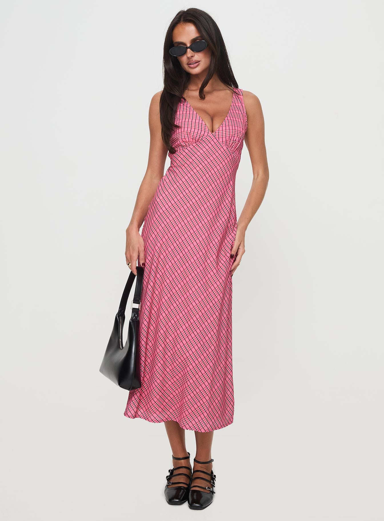 Nellie Midi Dress Pink Check、mySite、solidvoid