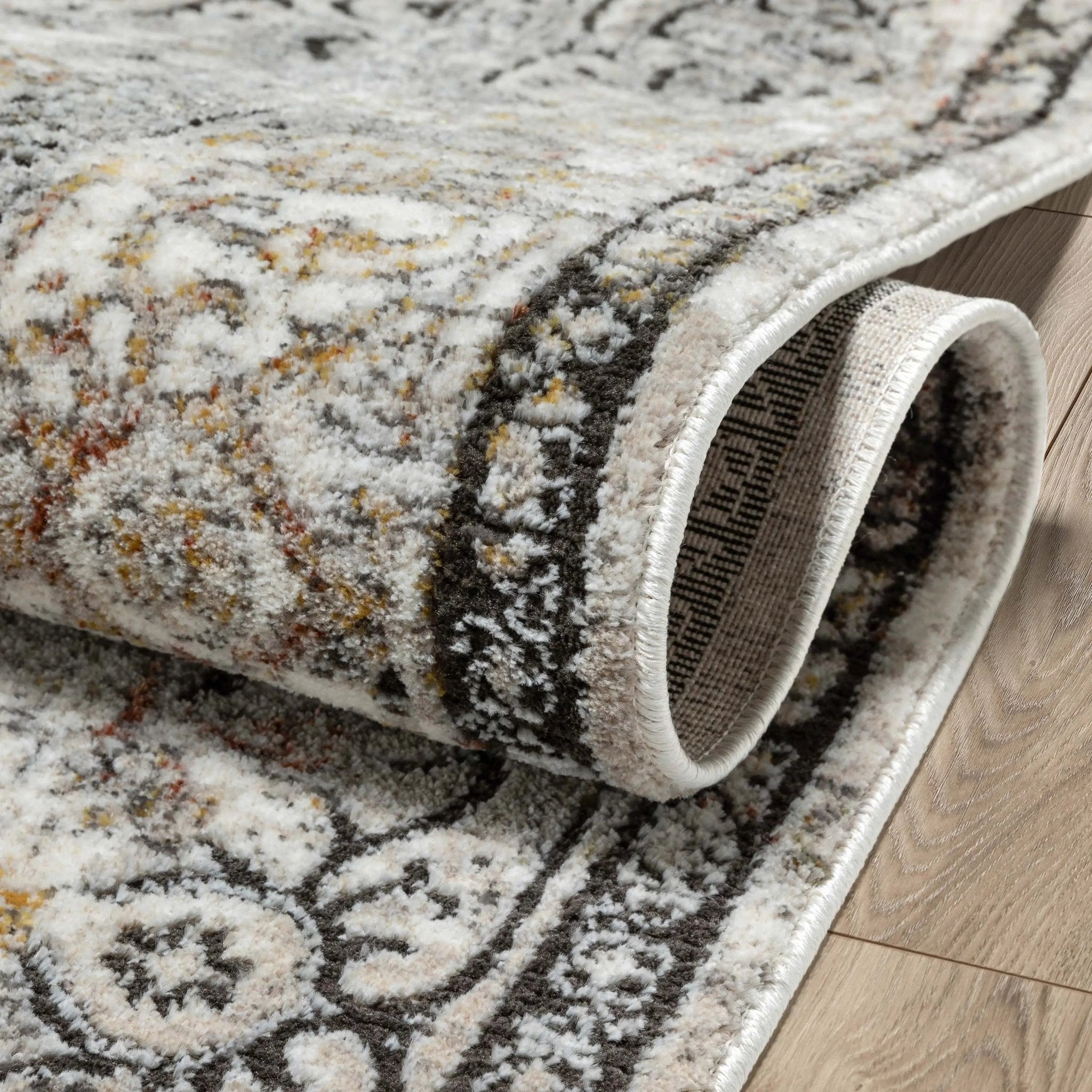 Heriz Medallion Modern Vintage Grey Ivory High-Low Rug、mySite、gigharbornorthrealestate