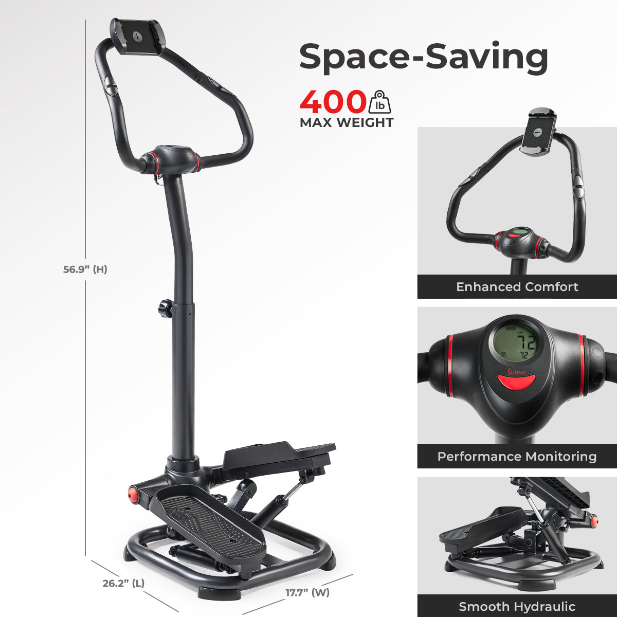  Smart Heavy Duty Power Stepper with Handlebar and Resistance Bands、mySite、ghnorth