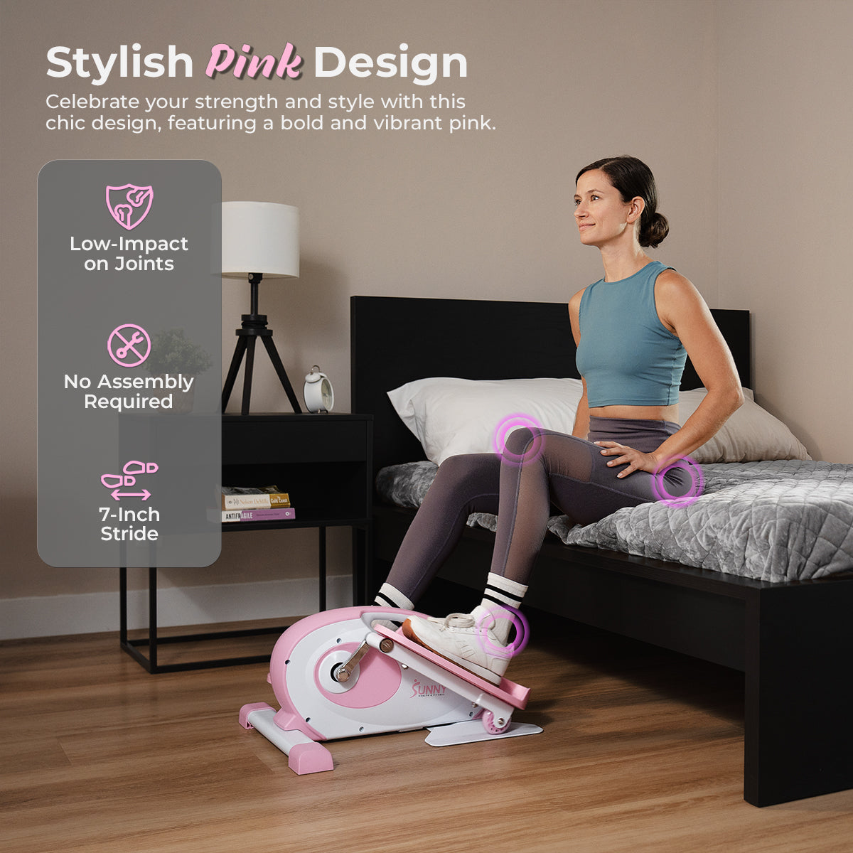  Smart Pink Under Desk Mini Elliptical Exercise Trainer、mySite、ghnorth