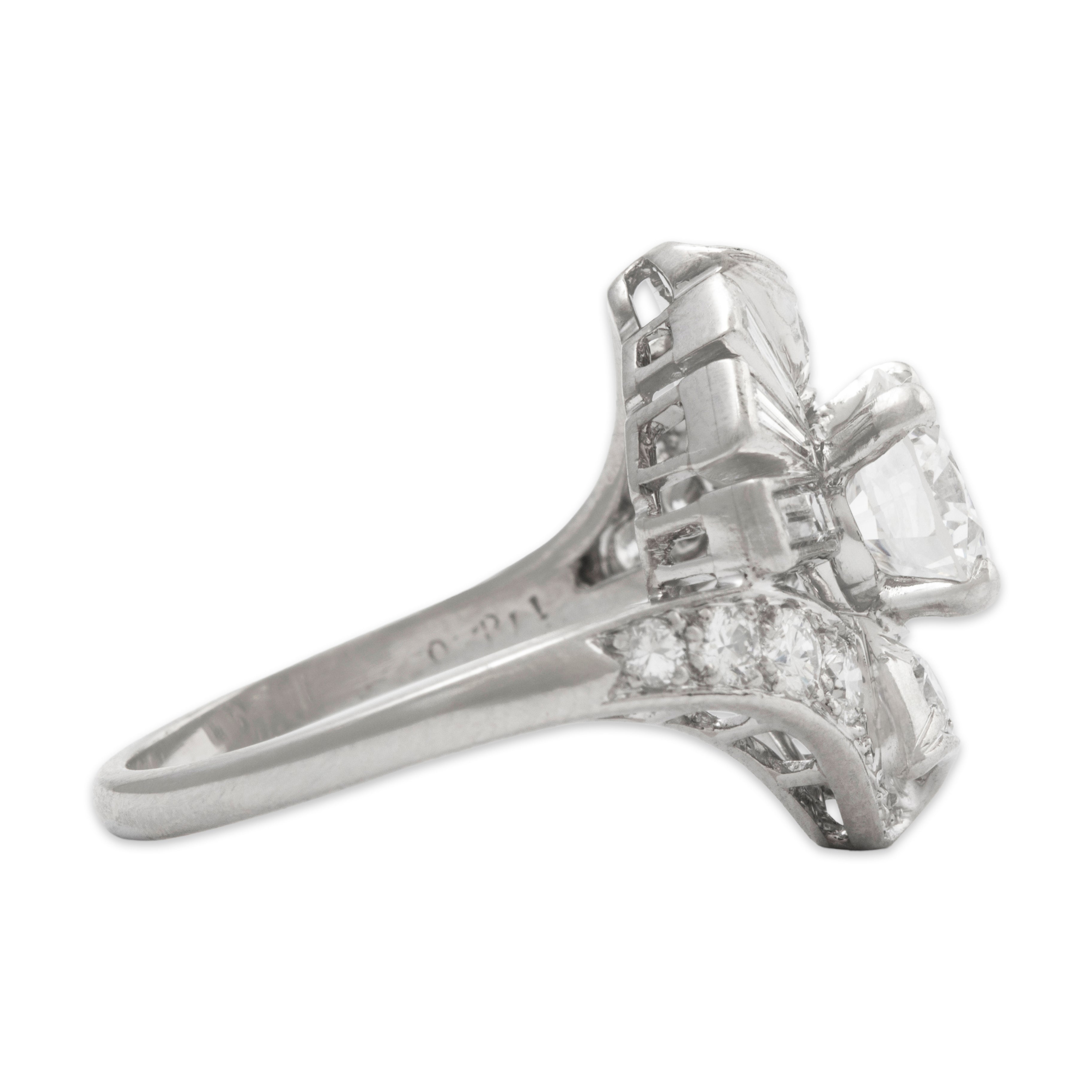 Vintage Platinum 2.36cttw Diamond Stunning Ballerina Ribbon Ring 6.25、mySite、hinf8tx79