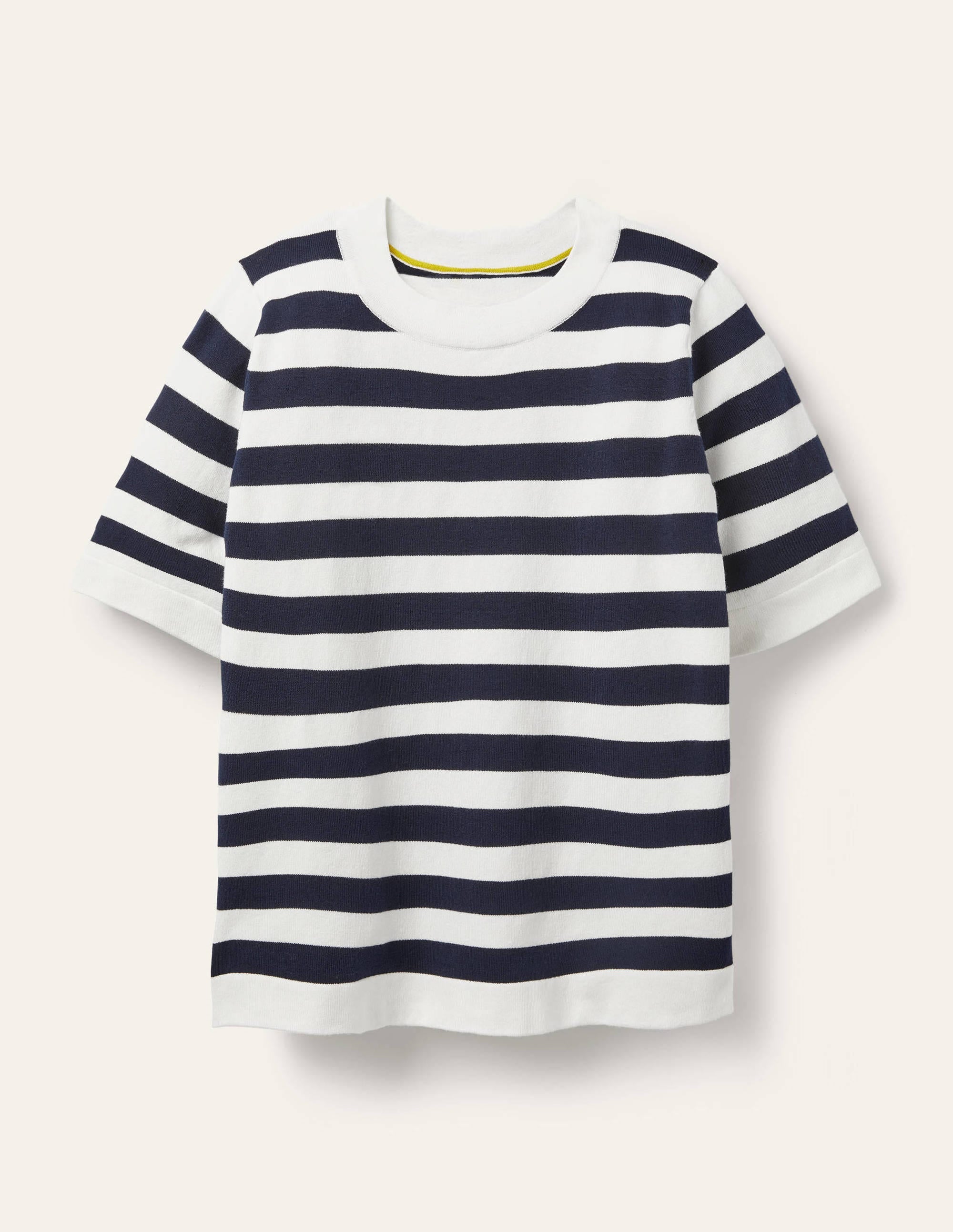  Abingdon Cotton Knitted Tee-Navy/Ivory Stripe、mySite、ashleygrahame