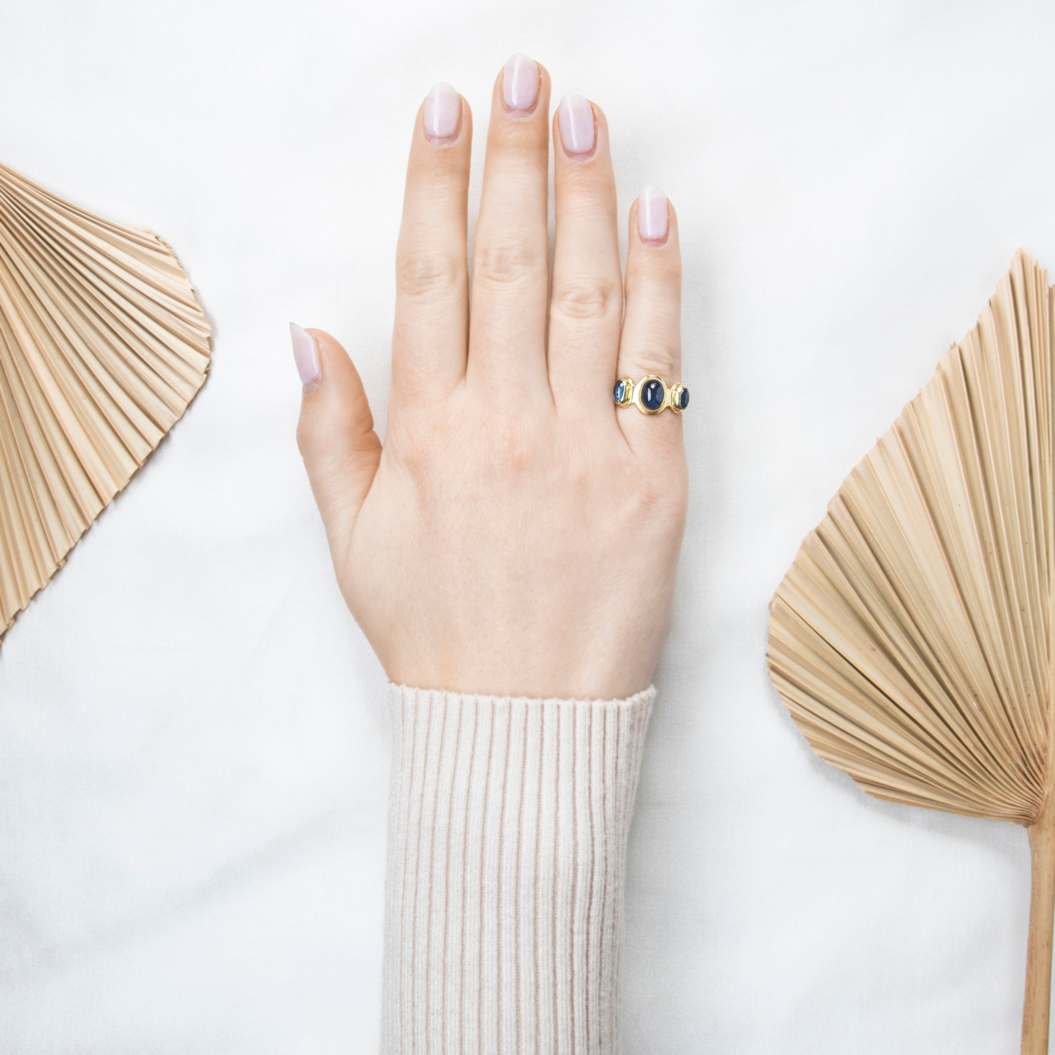 Vintage 18k Yellow Gold 2.5cttw Sapphire Trio of Blues Ring 5.75、mySite、hinf8tx79