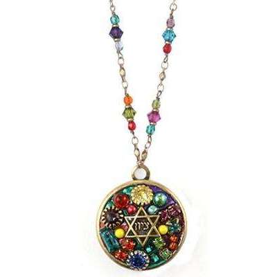 Michal Golan Multi Bright Mosaic Star of David Disk Necklace、mySite、topwebapps