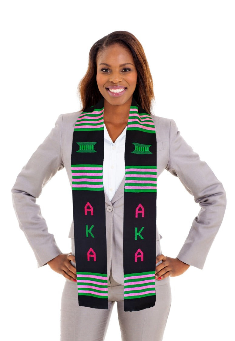 Black, Pink and Green Kente Cloth Stole / Sash. Graduation、mySite、solidvoid