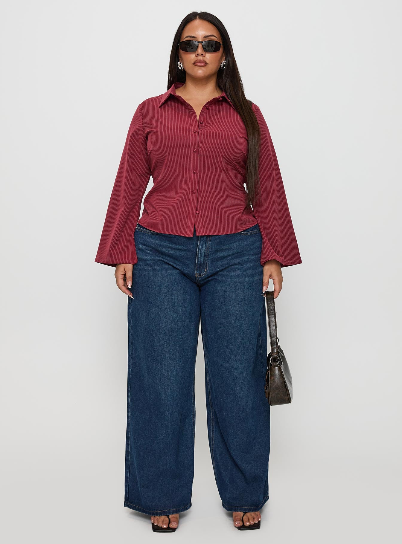 Anni Pinstripe Shirt Red Curve、mySite、solidvoid