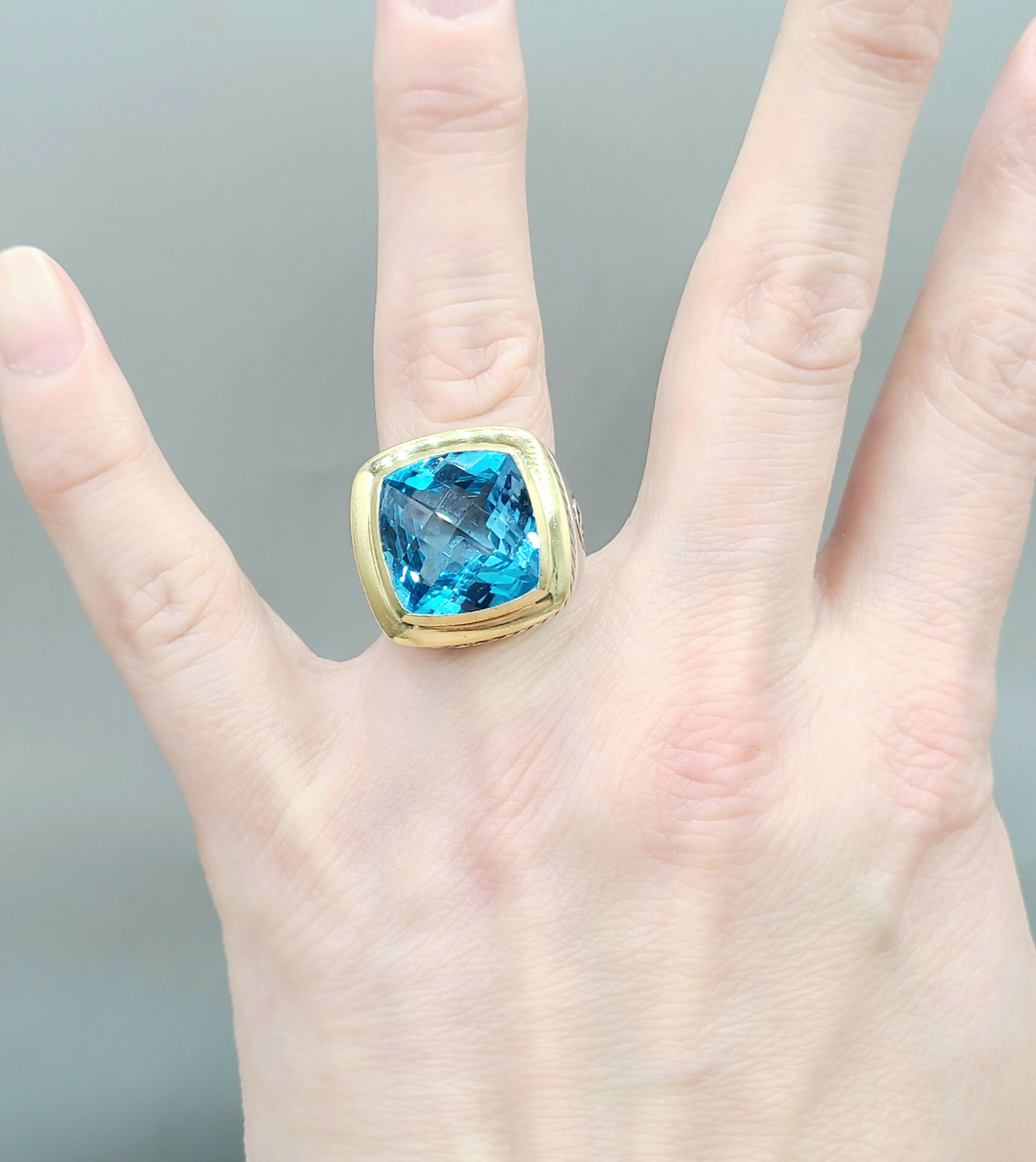 David Yurman Albion Ring 15mm Blue Topaz & Gold、mySite、hinf8tx79