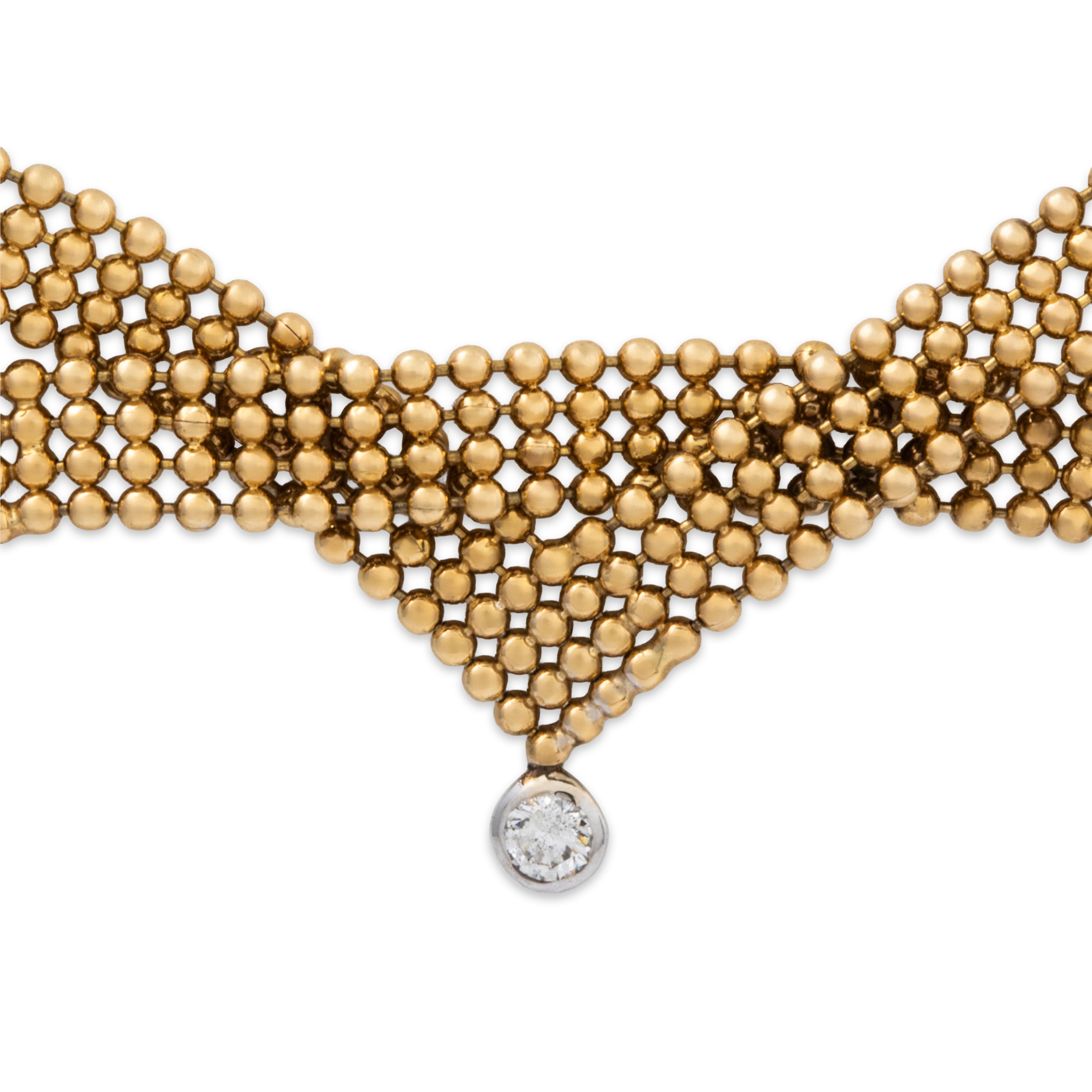 Vintage Wonderful 14k Yellow Gold .6cttw Diamond Woven Chain Drop Necklace 17、mySite、hinf8tx79