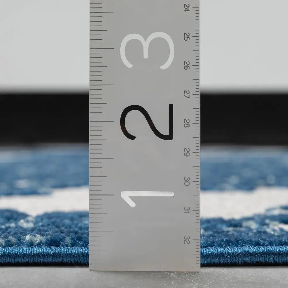 Arid Modern Medallion Persian Indoor/Outdoor Blue High-Low Rug、mySite、gigharbornorthrealestate