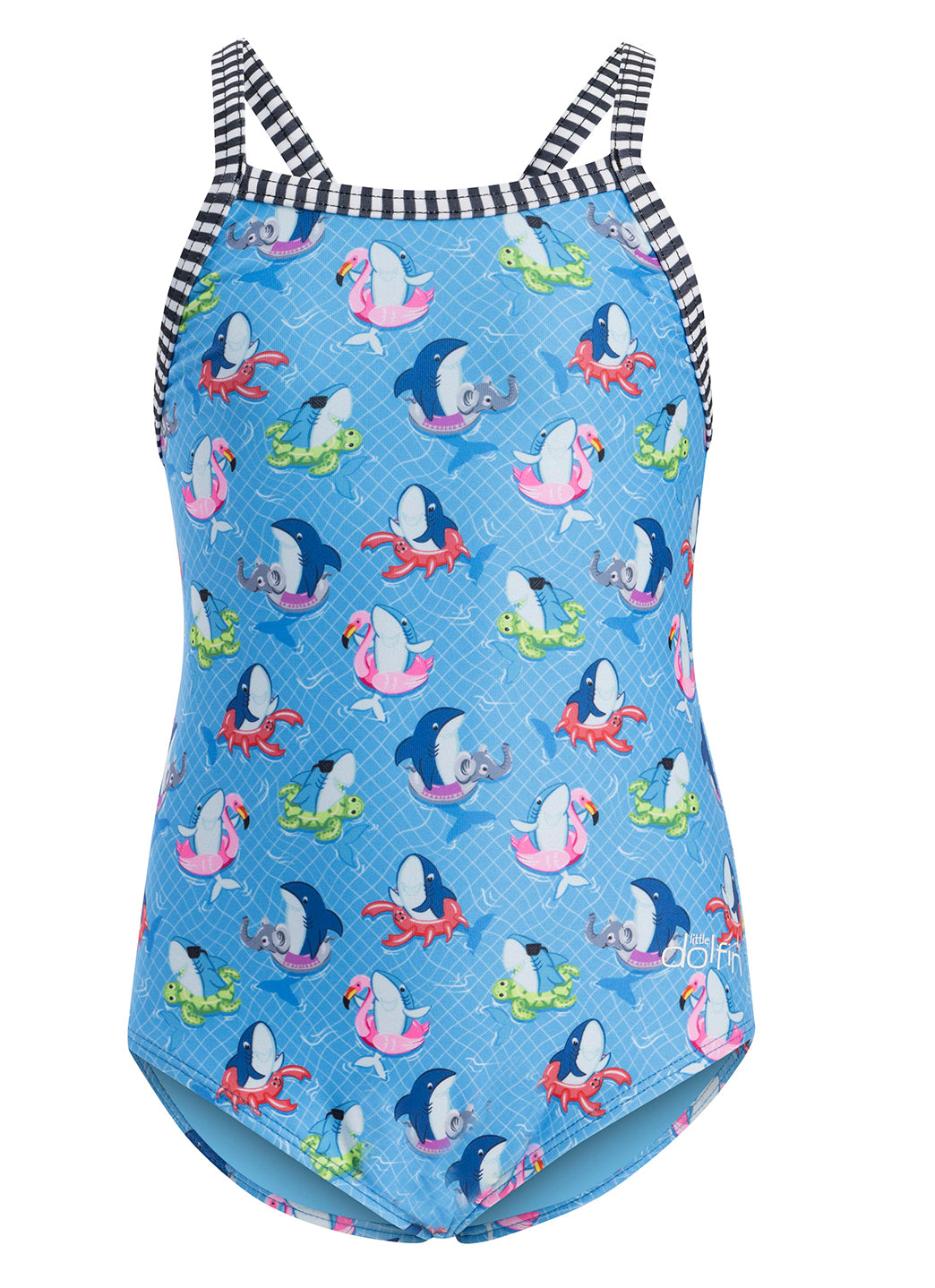 Dolfin Girls' Fin Floats Print One Piece Swimsuit (Toddler, Little Kid)、mySite、noshort