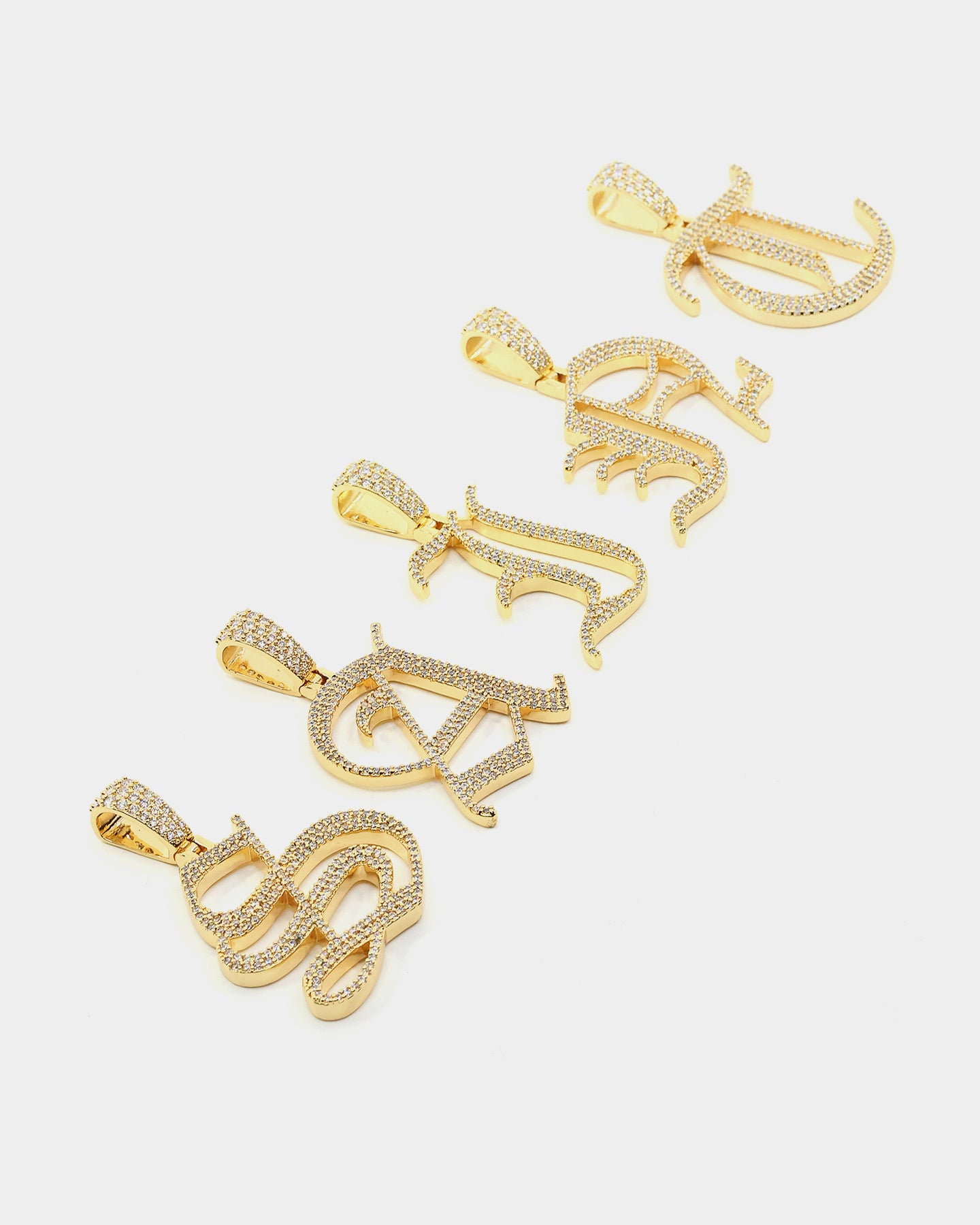 Saint Morta Gothic Iced Letter Pendant Iced Gold、mySite、zt4zffjzw