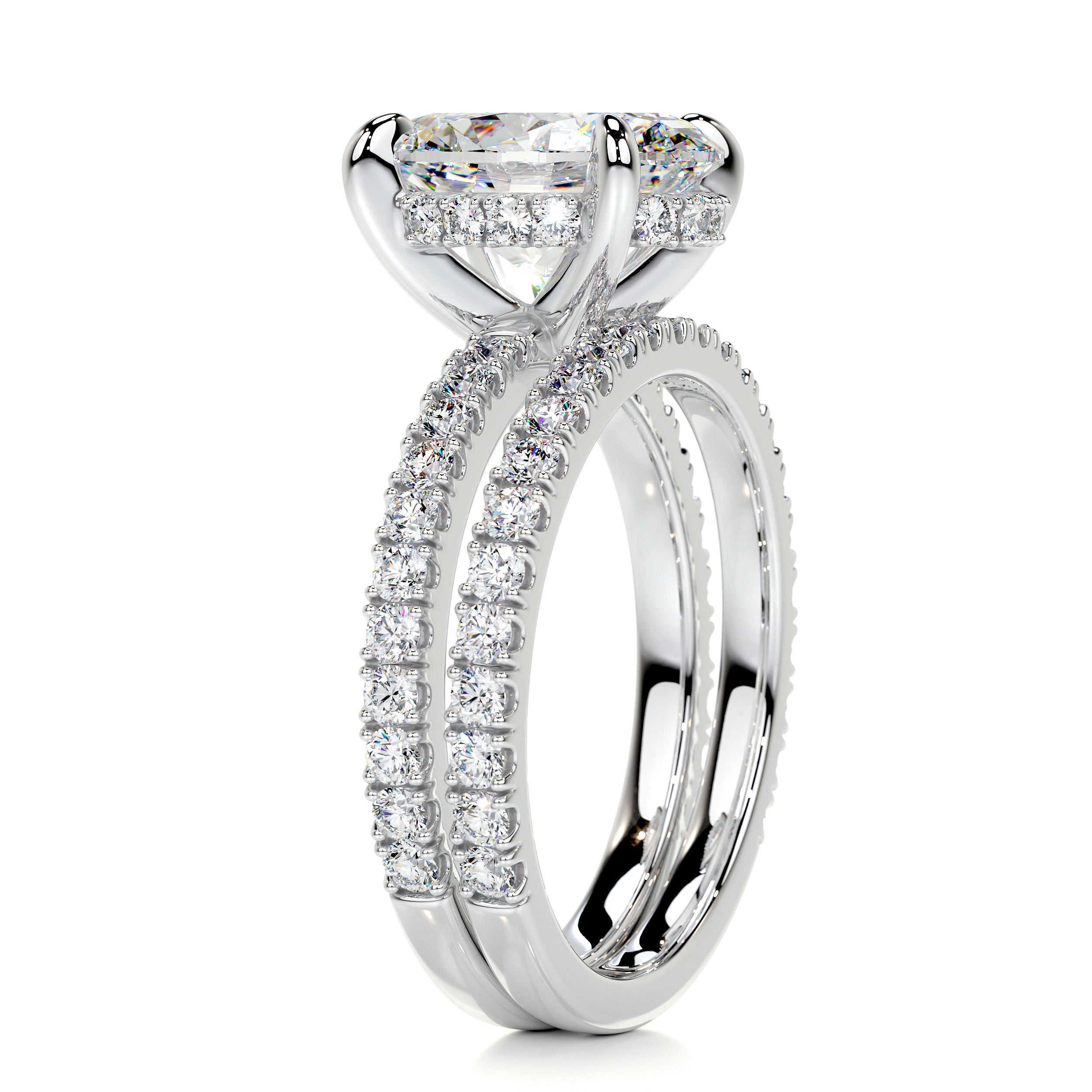 Lucy Moissanite & Diamonds Bridal Set -18K White Gold (RTS)、mySite、hinf8tx79
