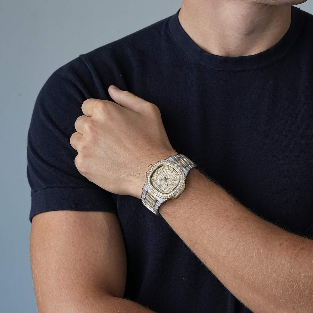 Circle Face Moissanite Watch 14K Yellow Gold、mySite、hinf8tx79