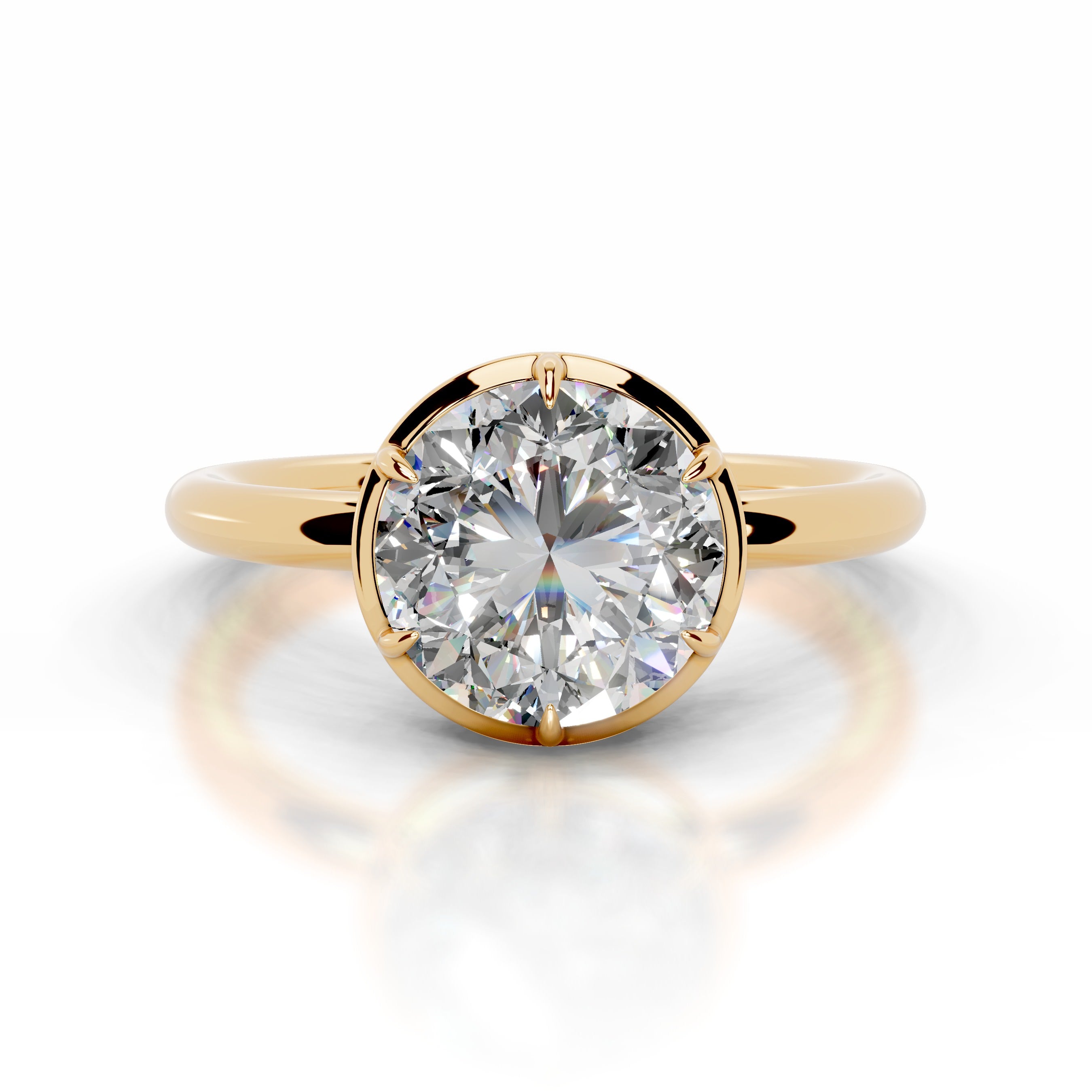 Narcisa Round Moissanite Ring - 18K Yellow Gold、mySite、hinf8tx79