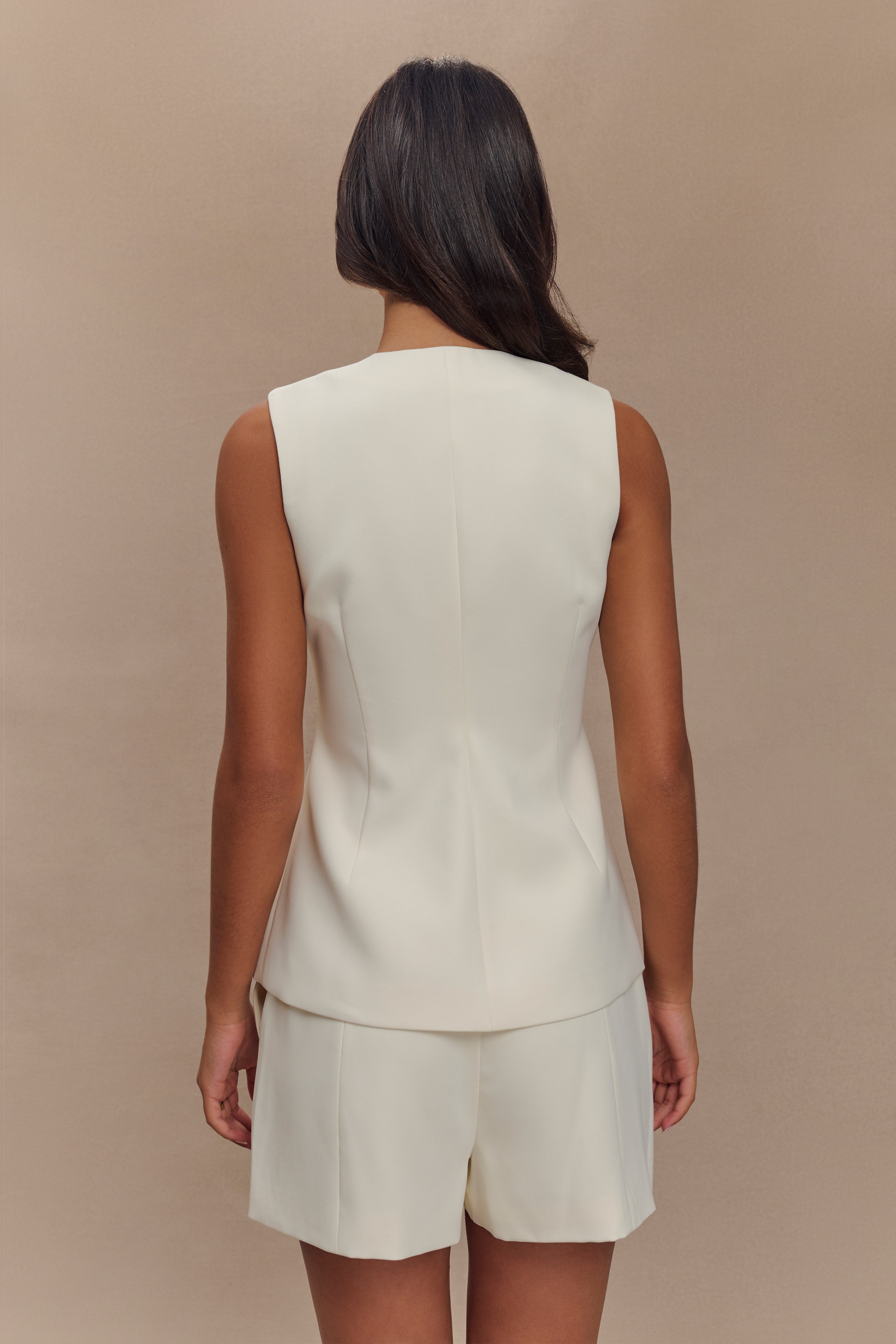 Katelyn Short Sleeve Suiting Top - Ivory、mySite、solidvoid